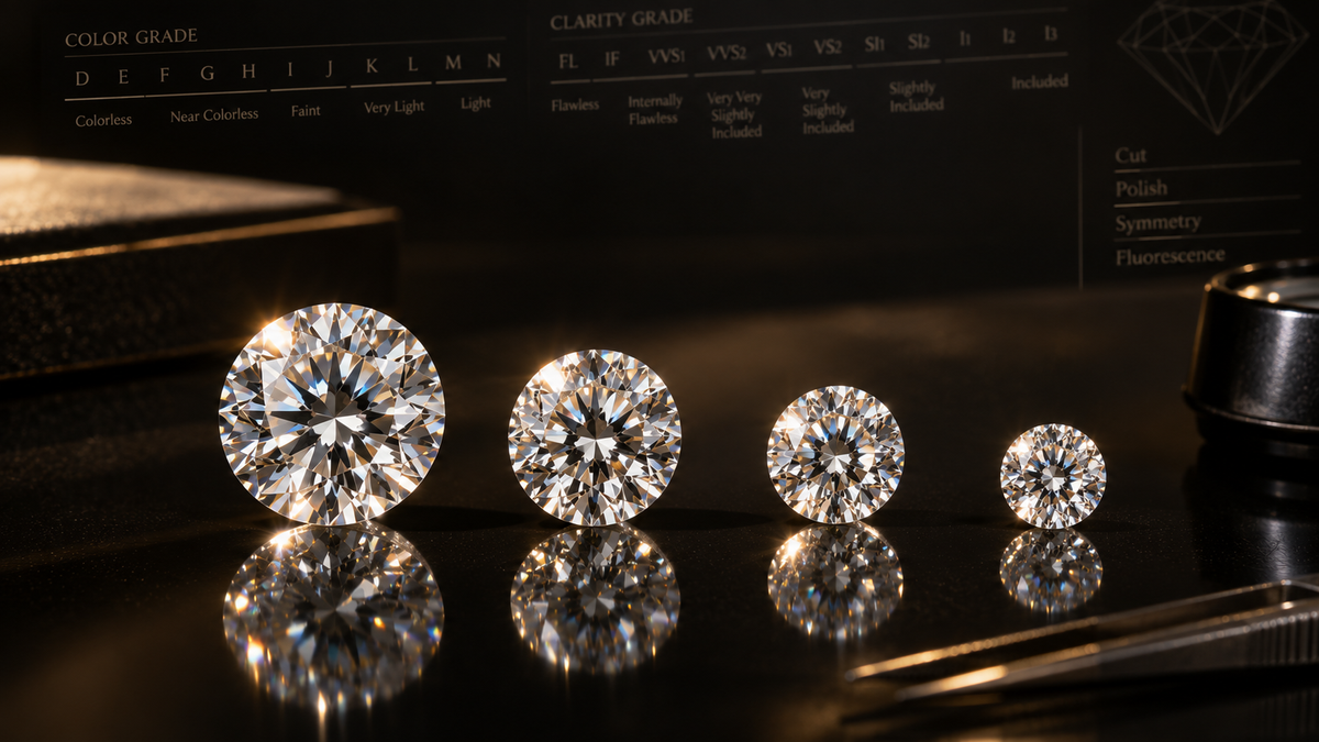 Diamond 4Cs Explained: Cut, Color, Clarity & Carat (Full 2026 Guide)