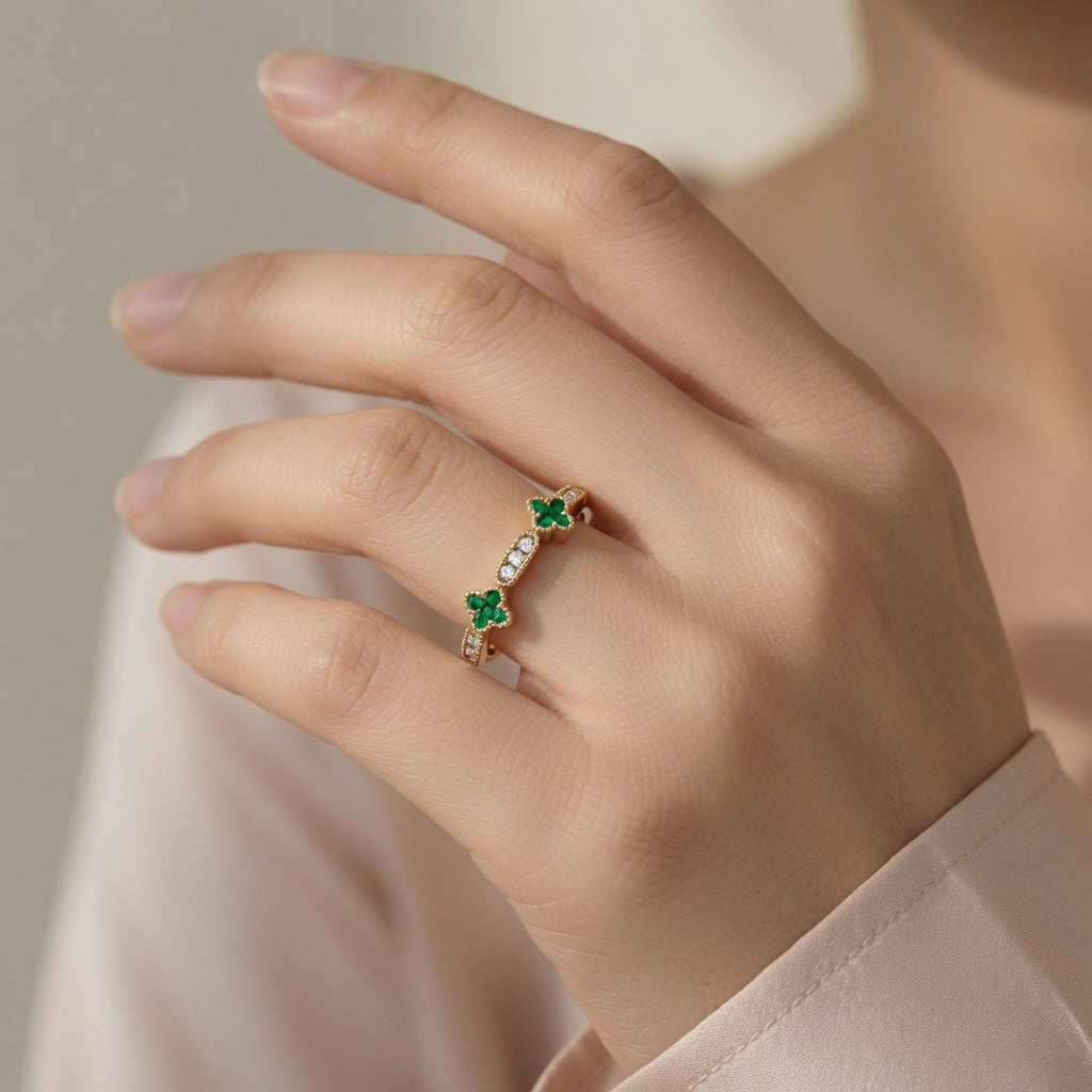Emerald Blossom Ring