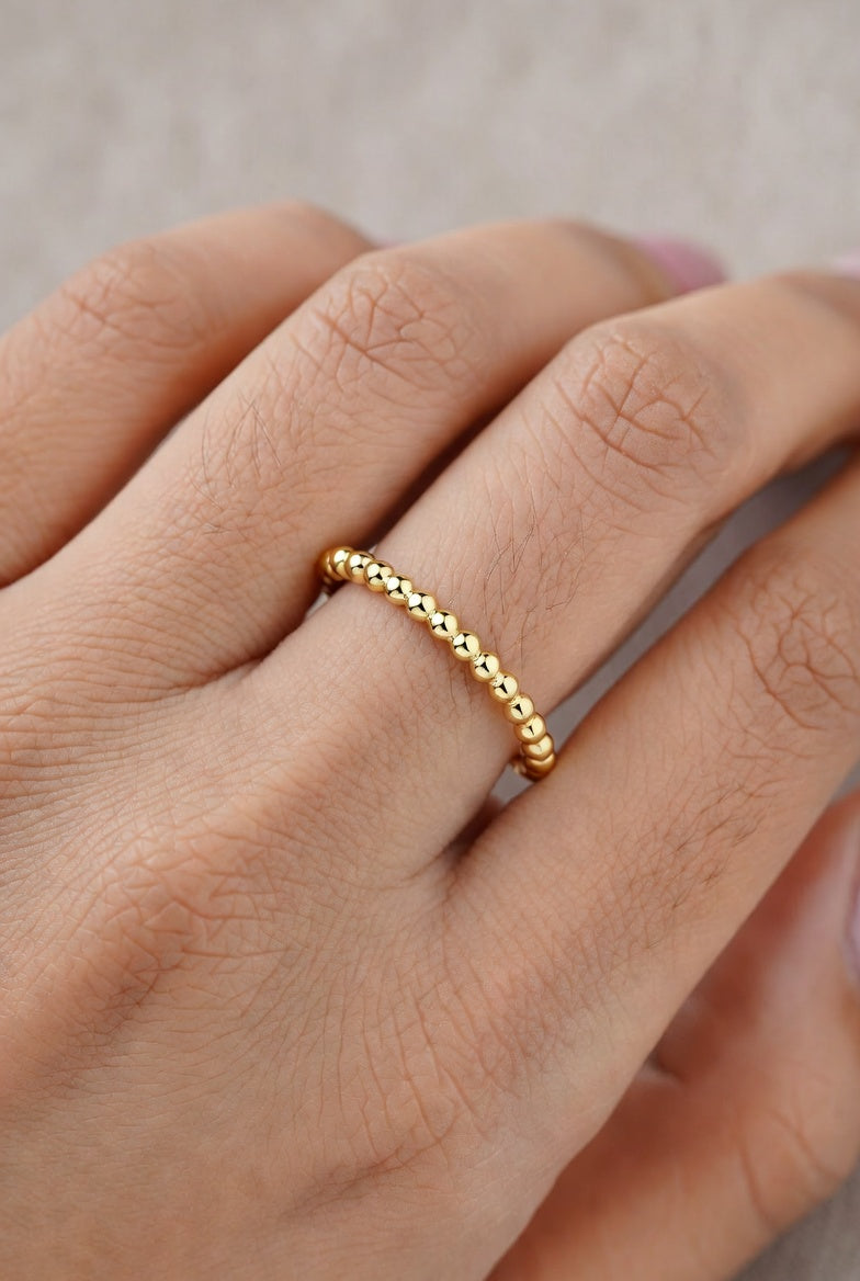 18k Eternal Beaded Gold Ring
