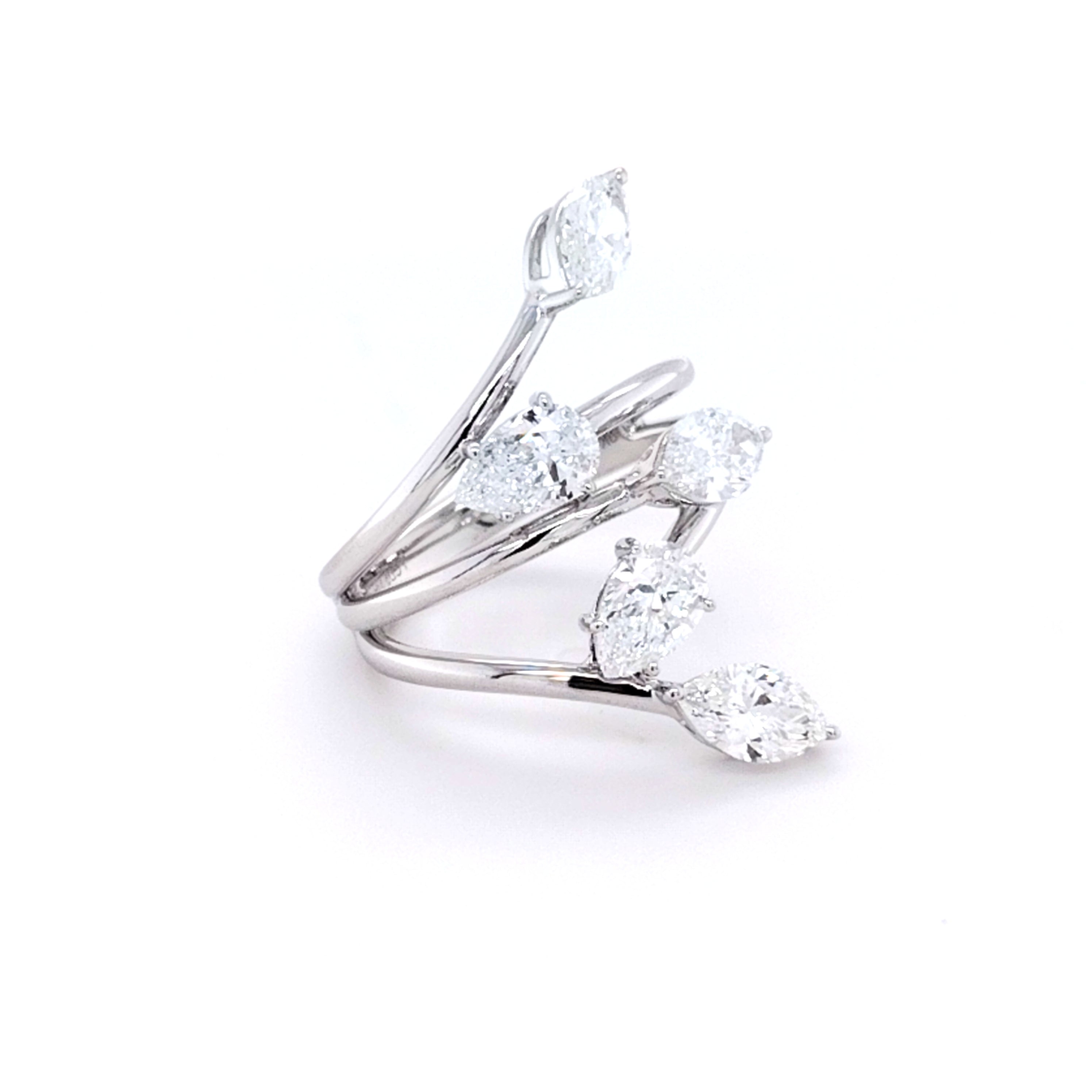 Mixed-Cut Diamond Spiral Ring
