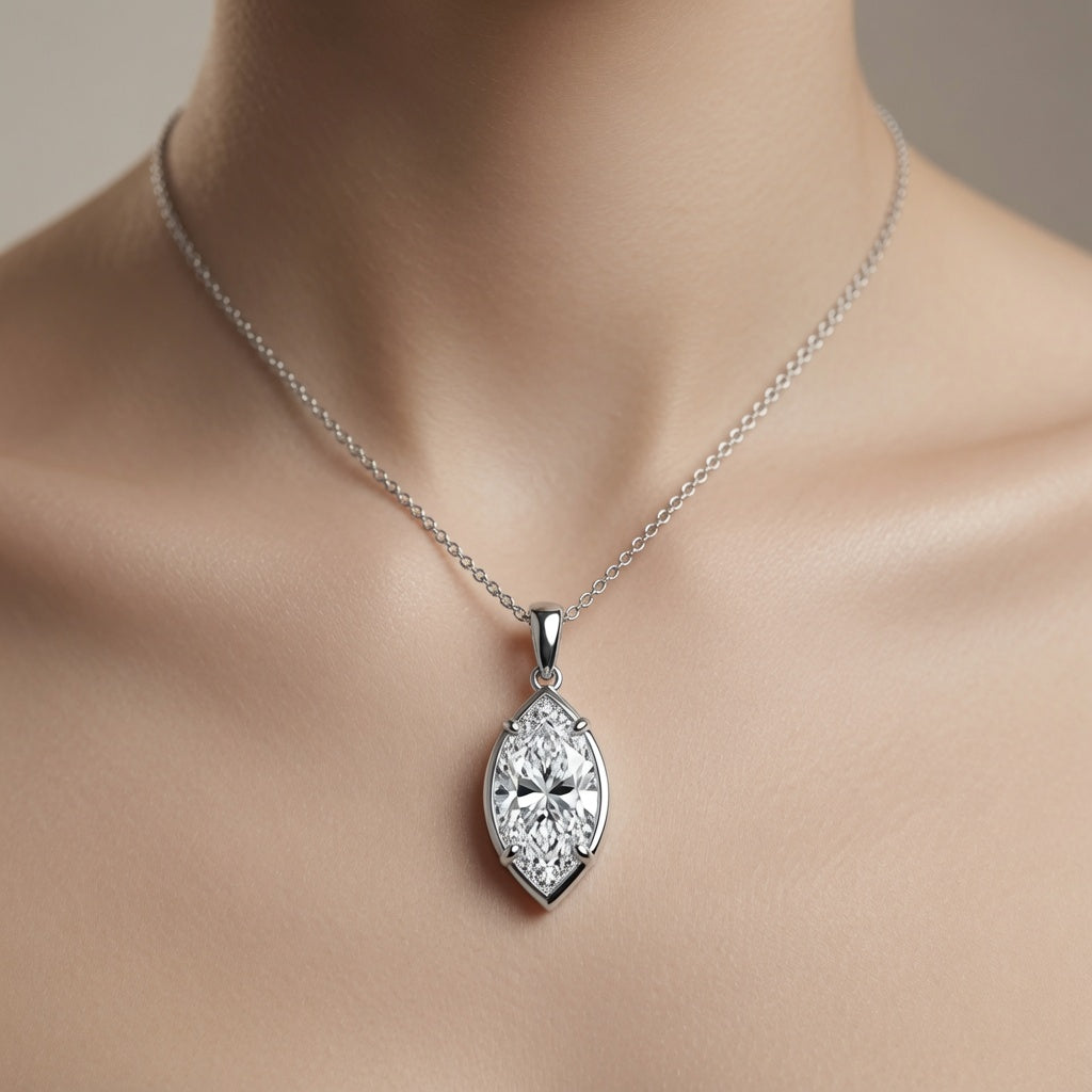 Marquise Solitaire Diamond Pendant