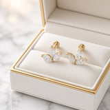 Lotus Marquise Diamond Stud Earrings
