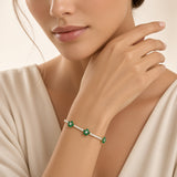 Diamond & Gemstone Flower Station Bracelet in 18K Yellow Gold