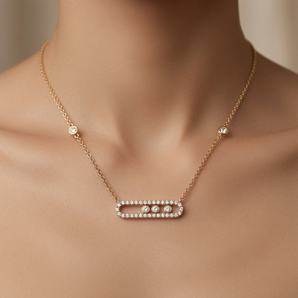 Floating Diamond Bar Necklace