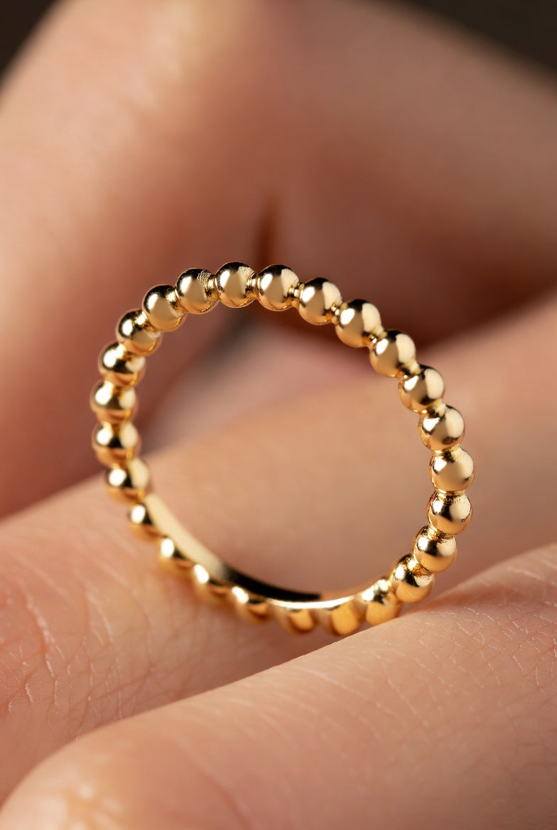 18k Eternal Beaded Gold Ring
