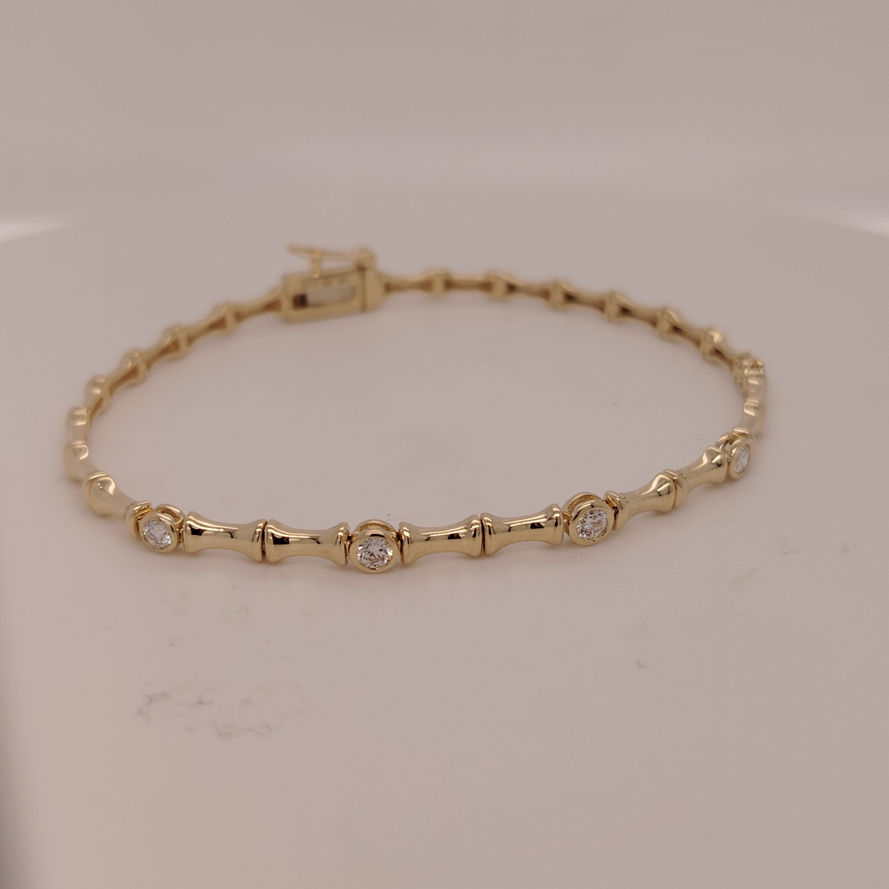 Bezel-Set Diamond Bracelet with Bamboo Chain
