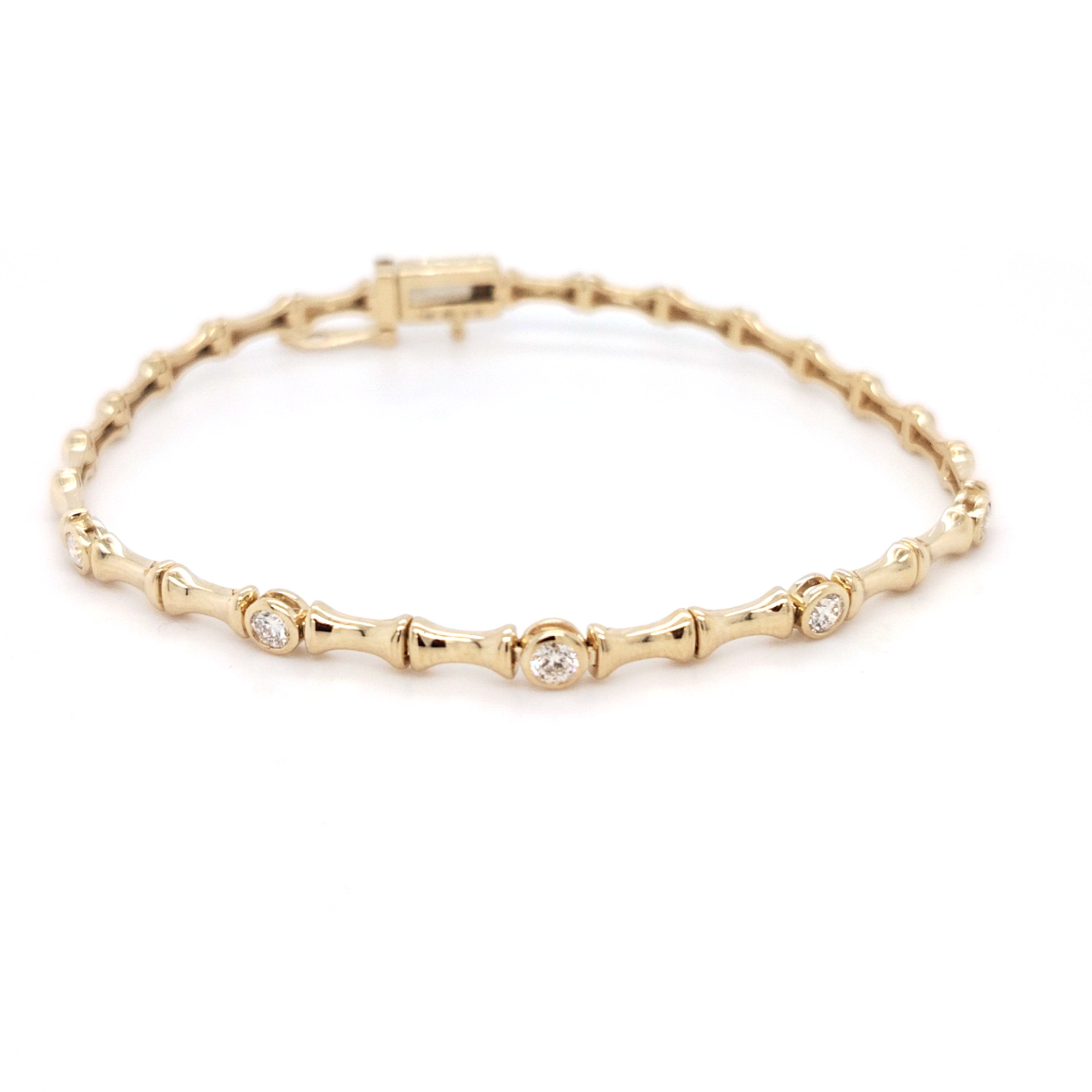 Bezel-Set Diamond Bracelet with Bamboo Chain