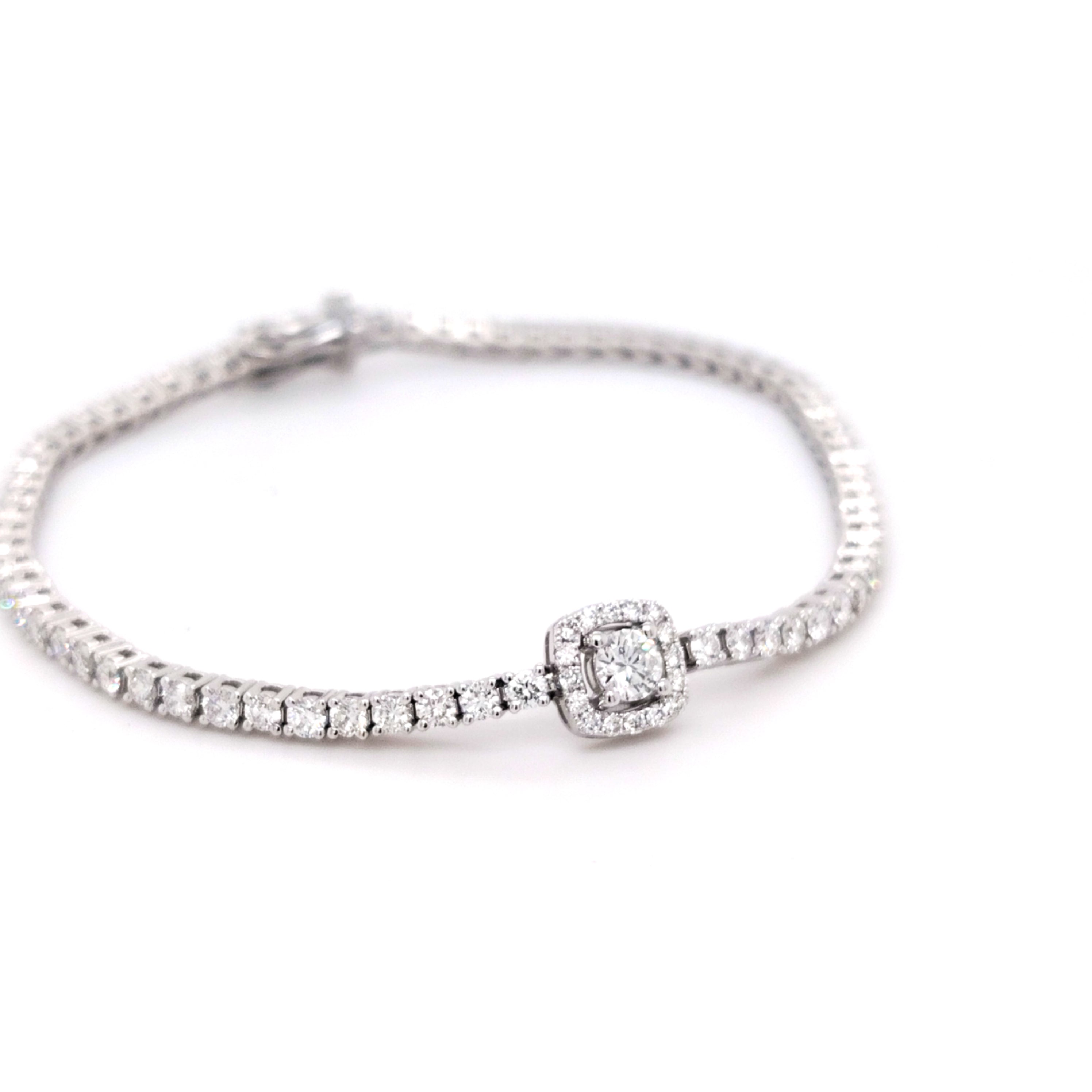 Solitaire Halo Tennis Bracelet