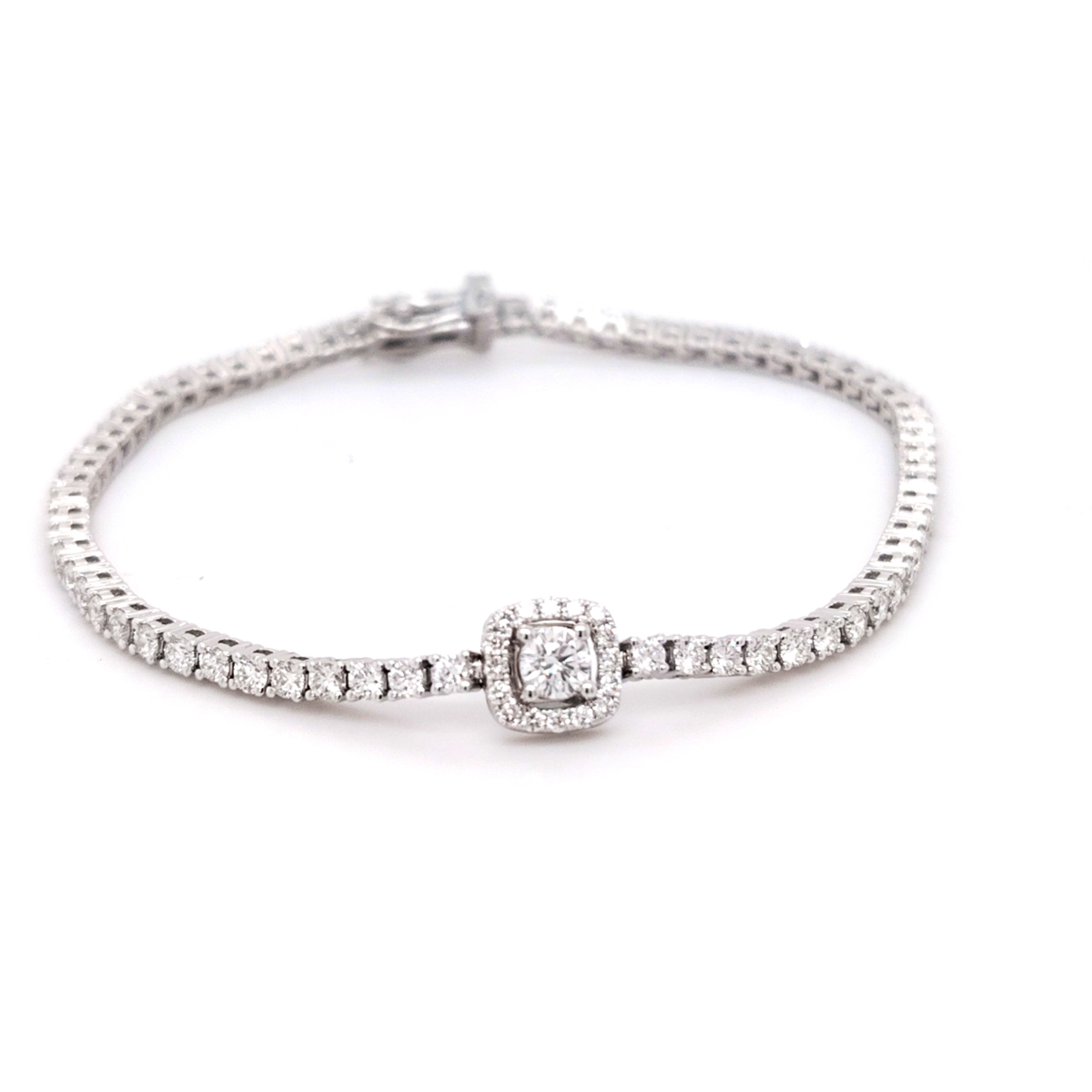 Solitaire Halo Tennis Bracelet
