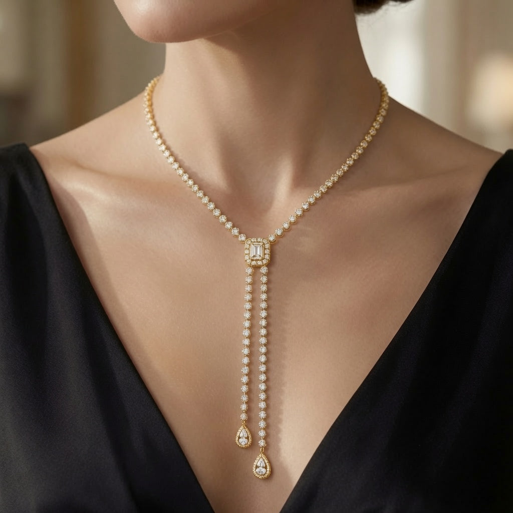 Diamond Drop Lariat Necklace