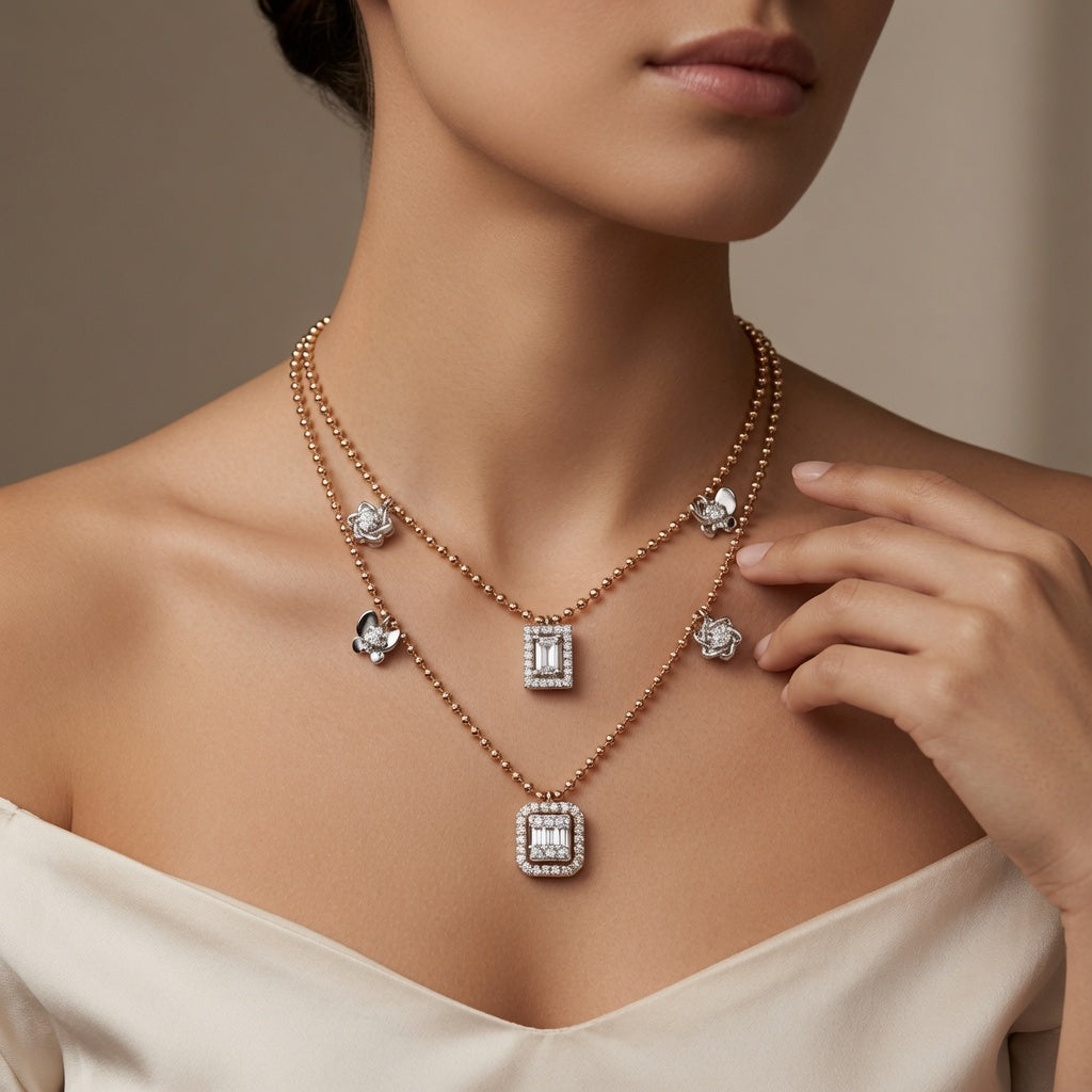 Exquisite Double Charm with Butterfly Necklace