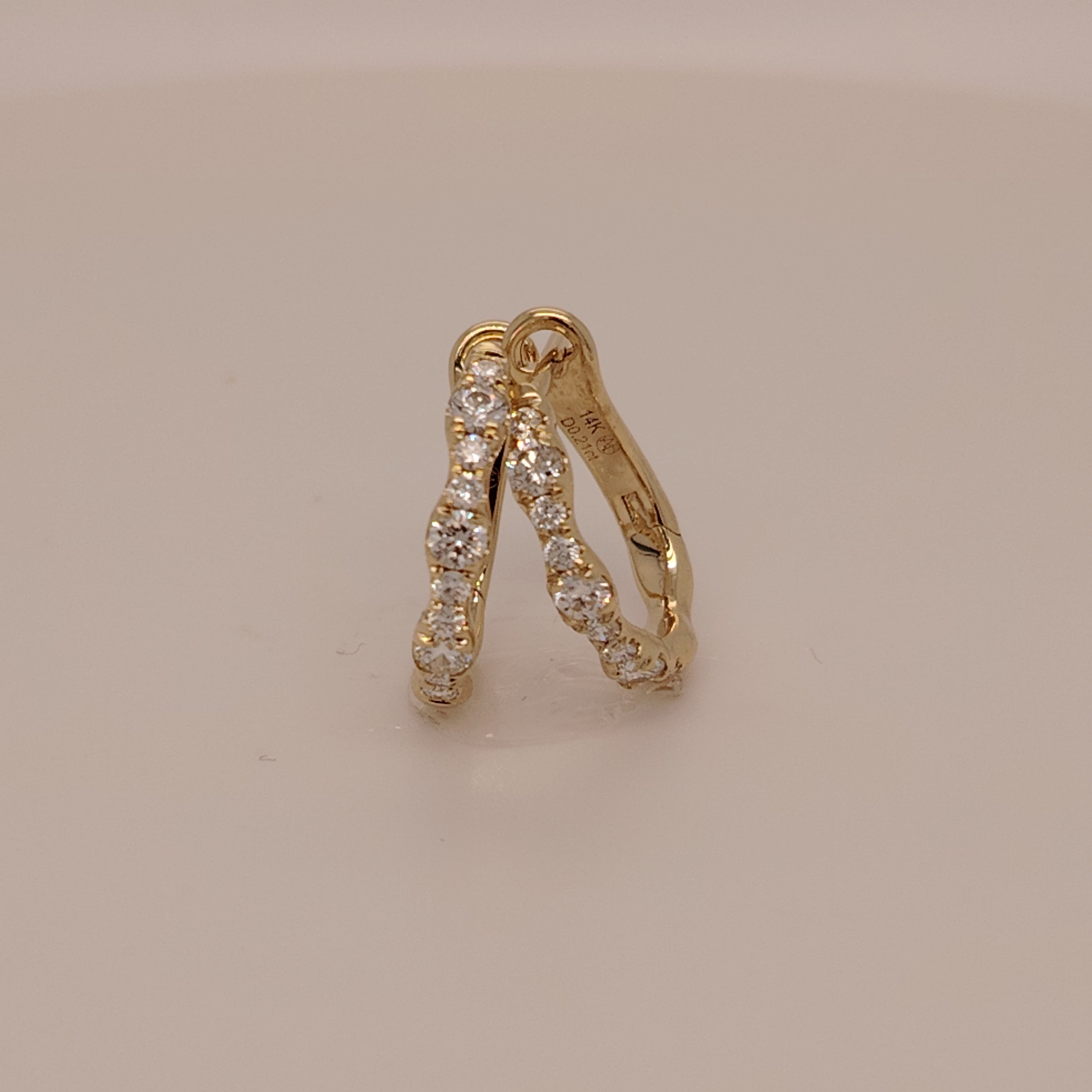 Wavy Diamond Huggie Hoops