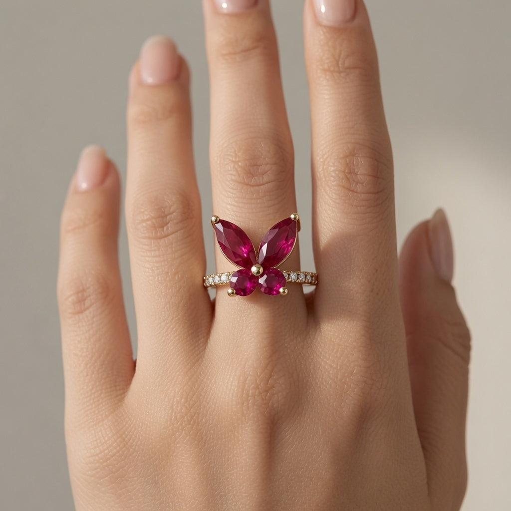 Butterfly Bliss Ring with Ruby