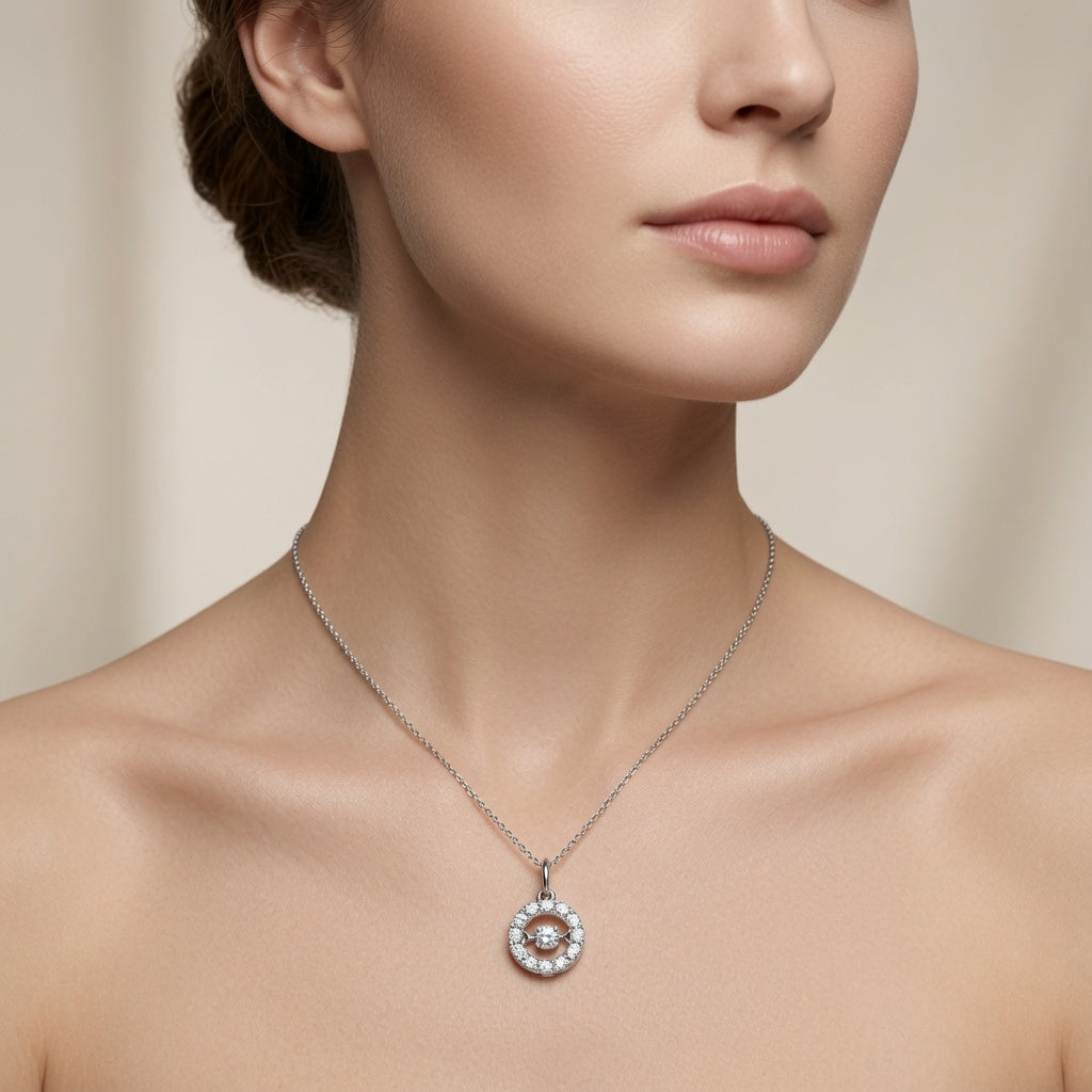 Dancing Diamond Halo Pendant