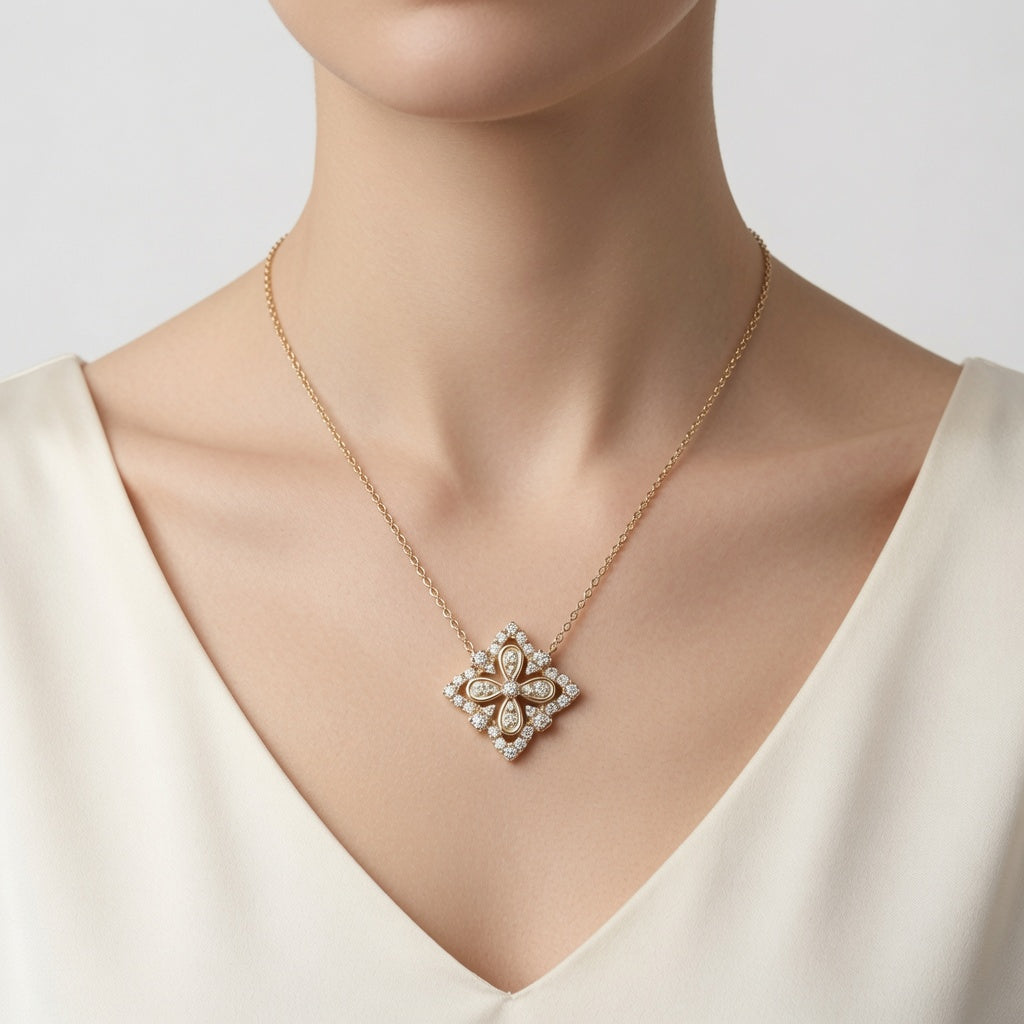 Quatrefoil Diamond Necklace