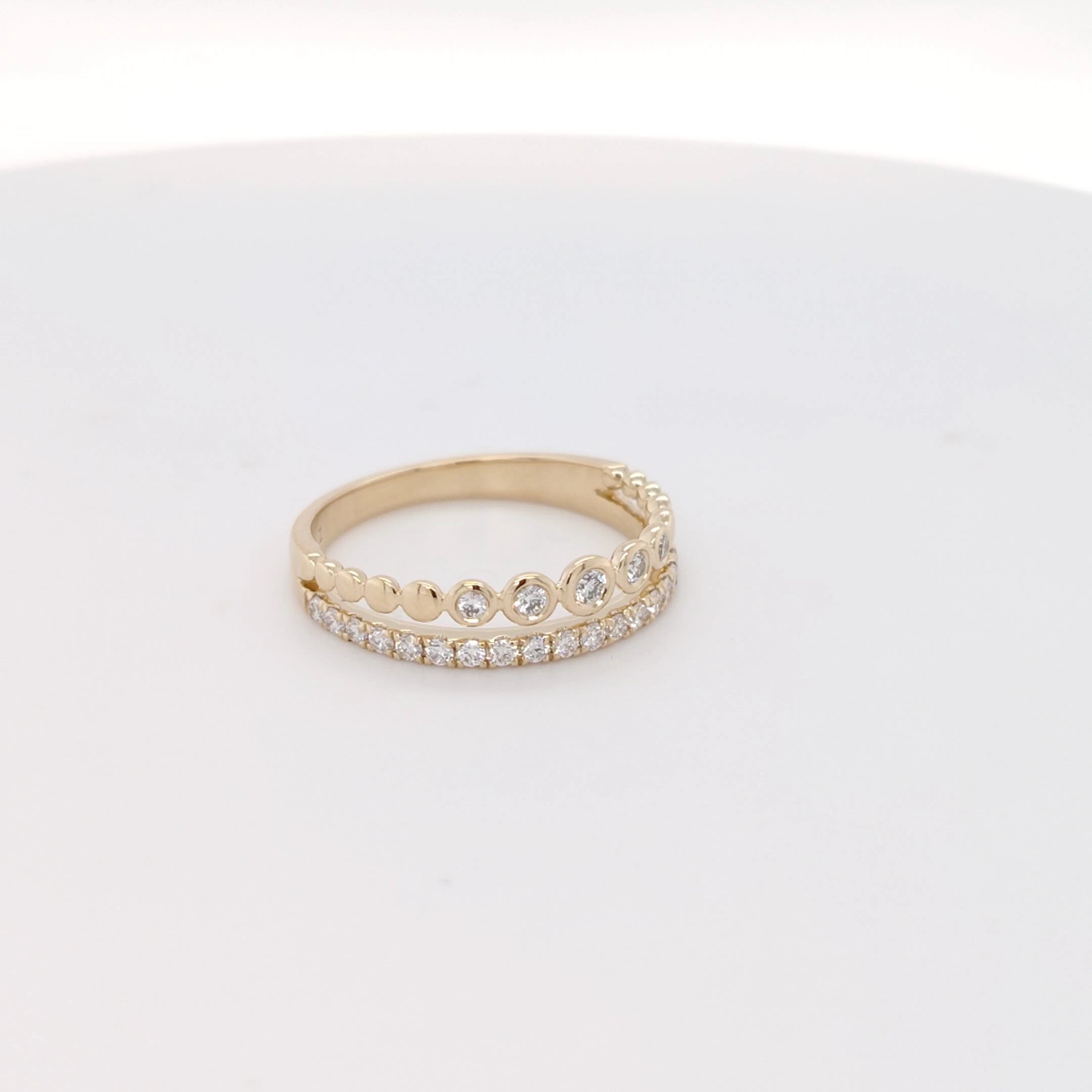 Double Row Bezel & Pavé Diamond Ring