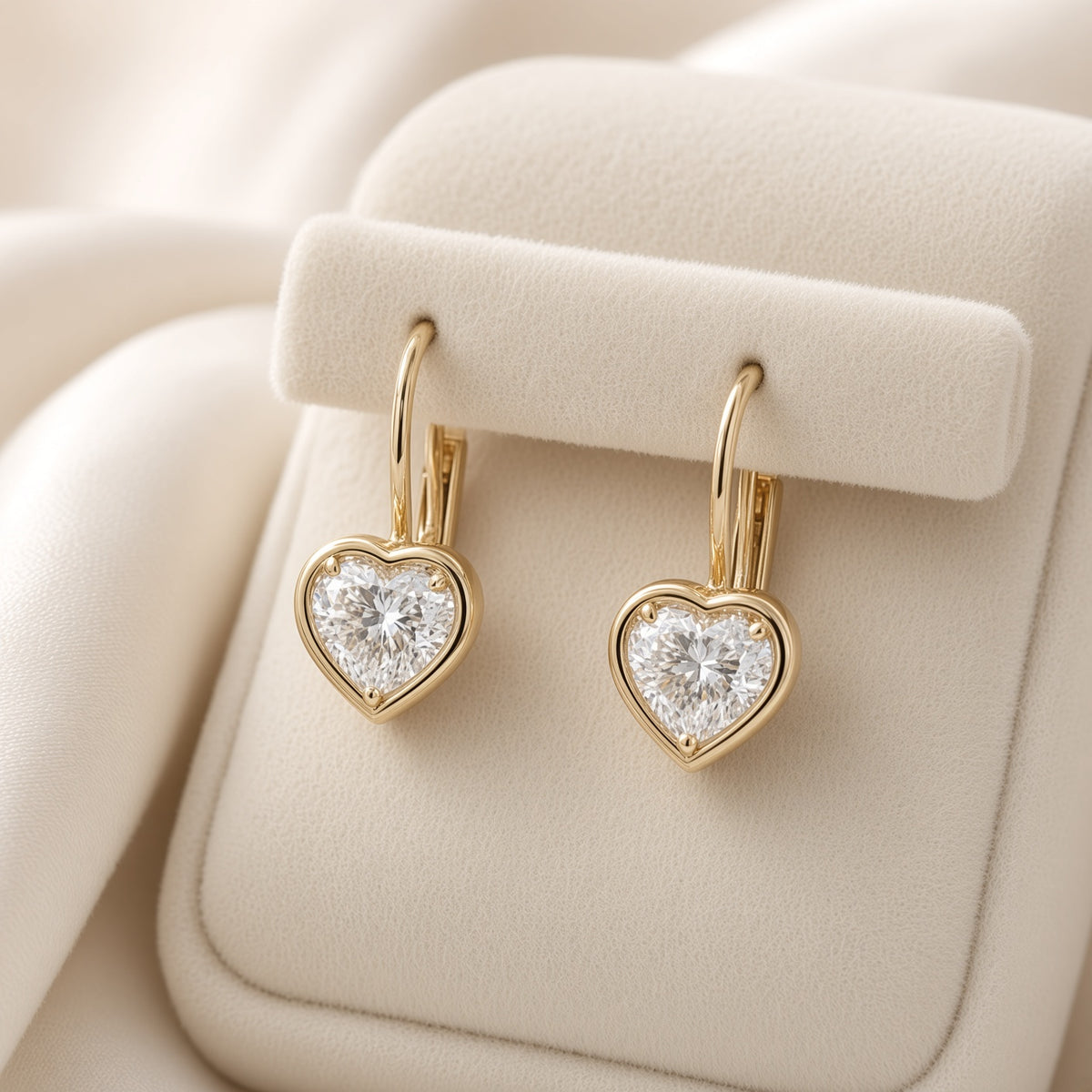 Luxe Heart Bezel Diamond Earrings