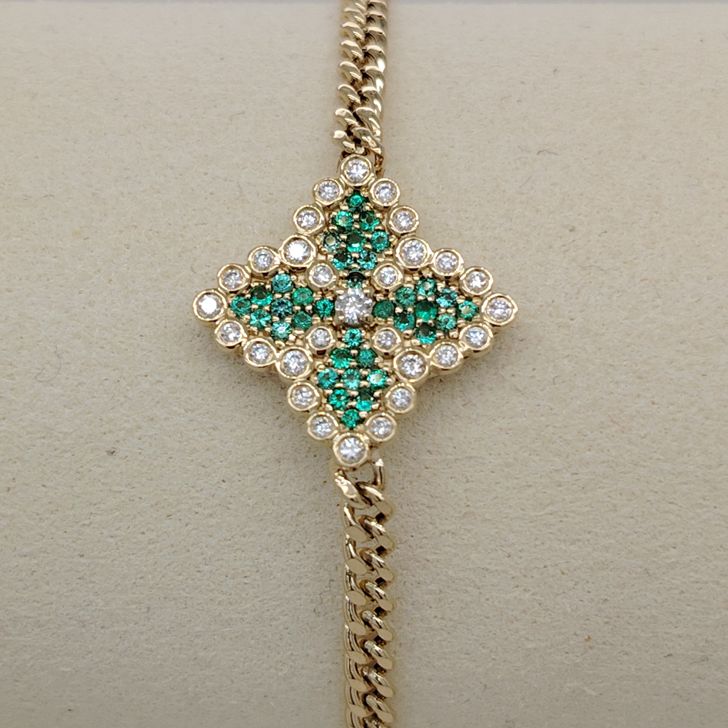 Emerald Cluster Diamond Halo Bracelet