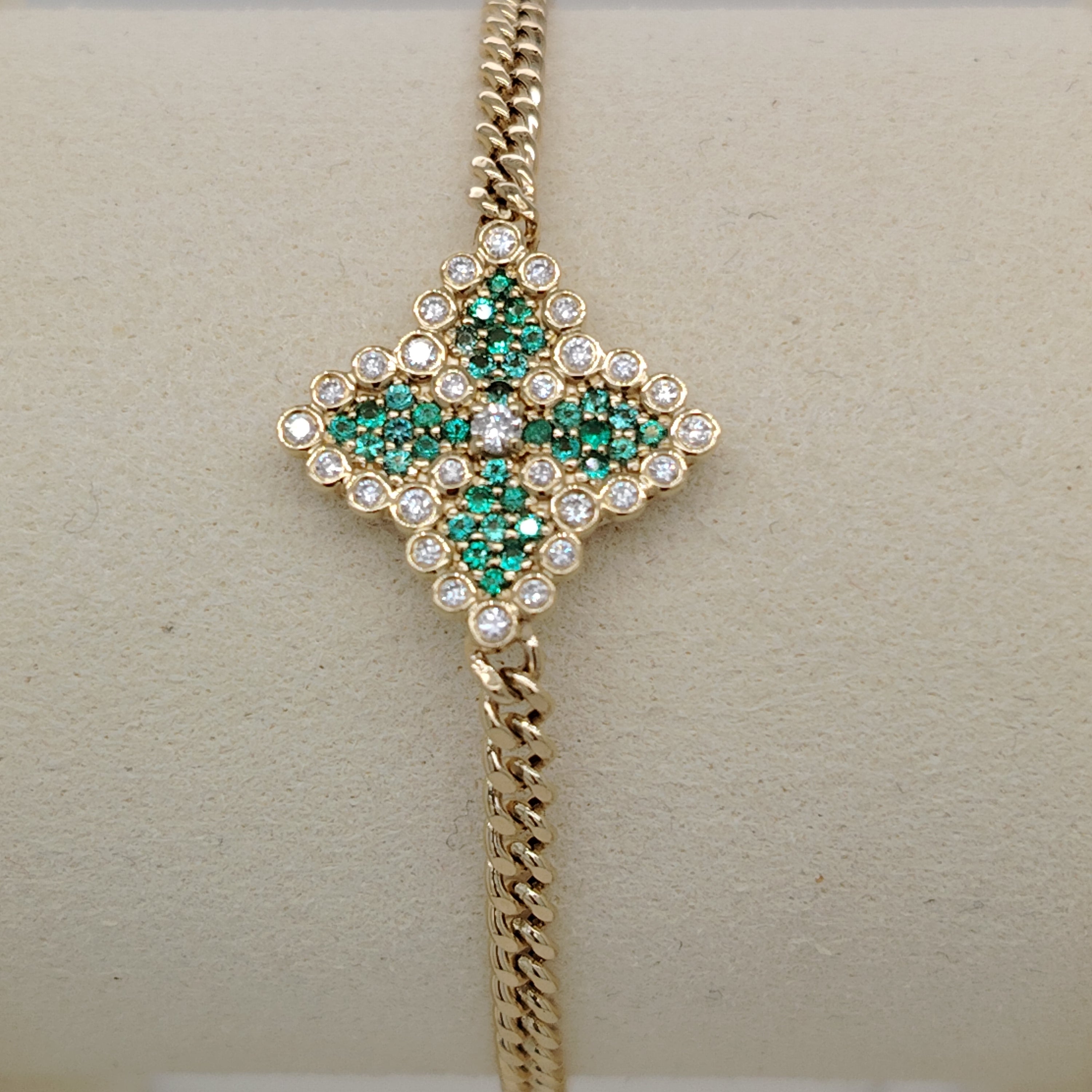 Emerald Cluster Diamond Halo Bracelet