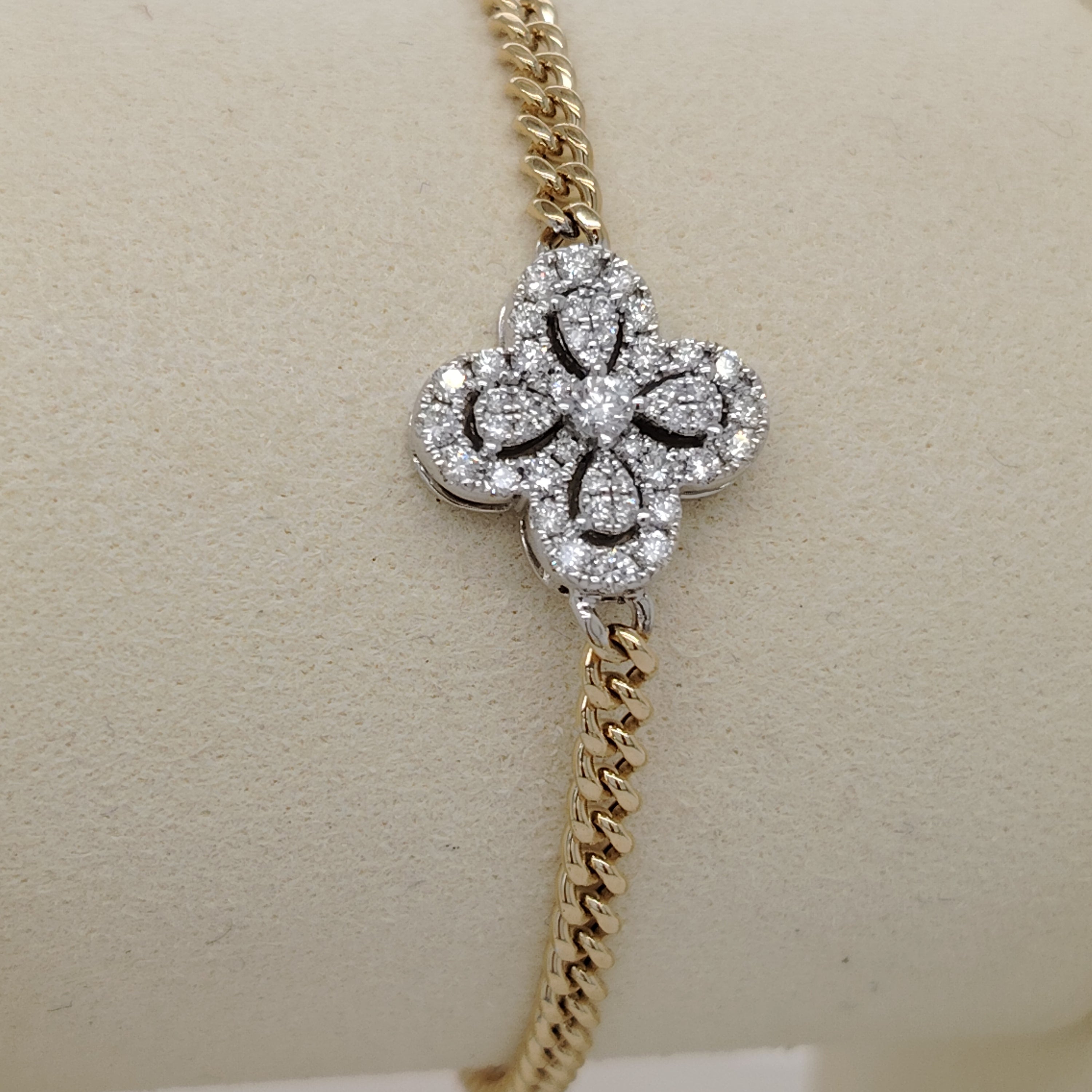 Two-Tone Diamond Quatrefoil Bracelet