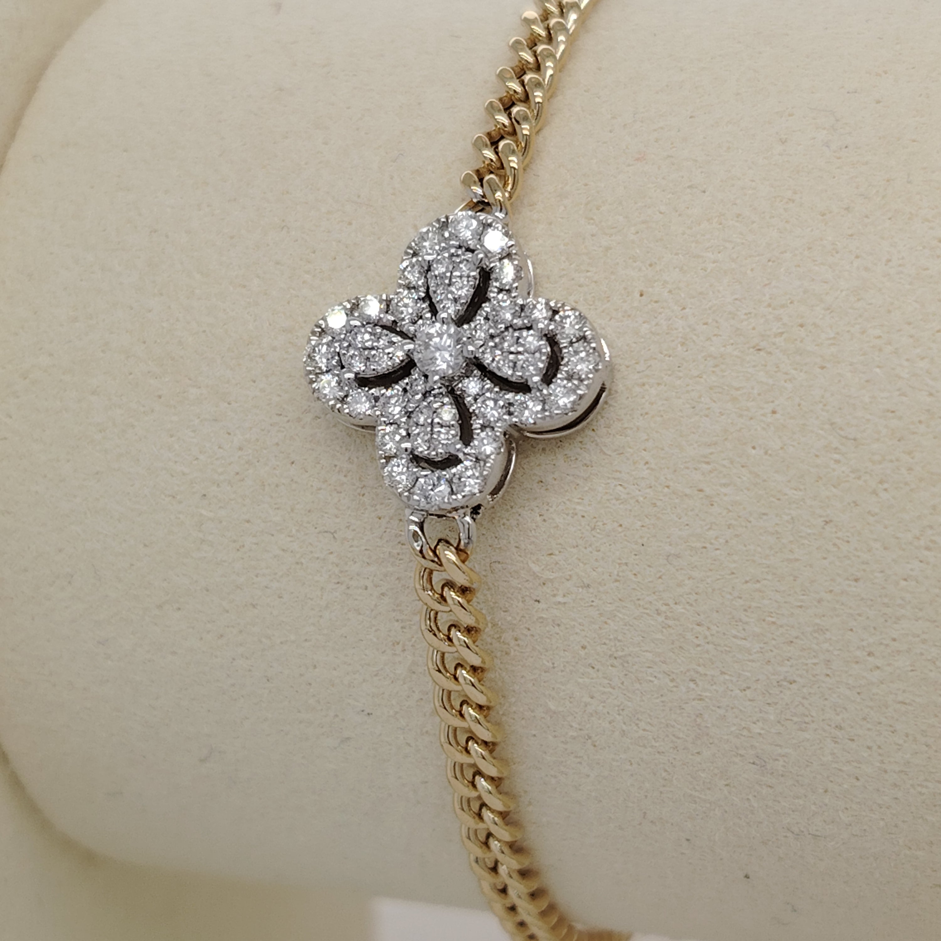Two-Tone Diamond Quatrefoil Bracelet