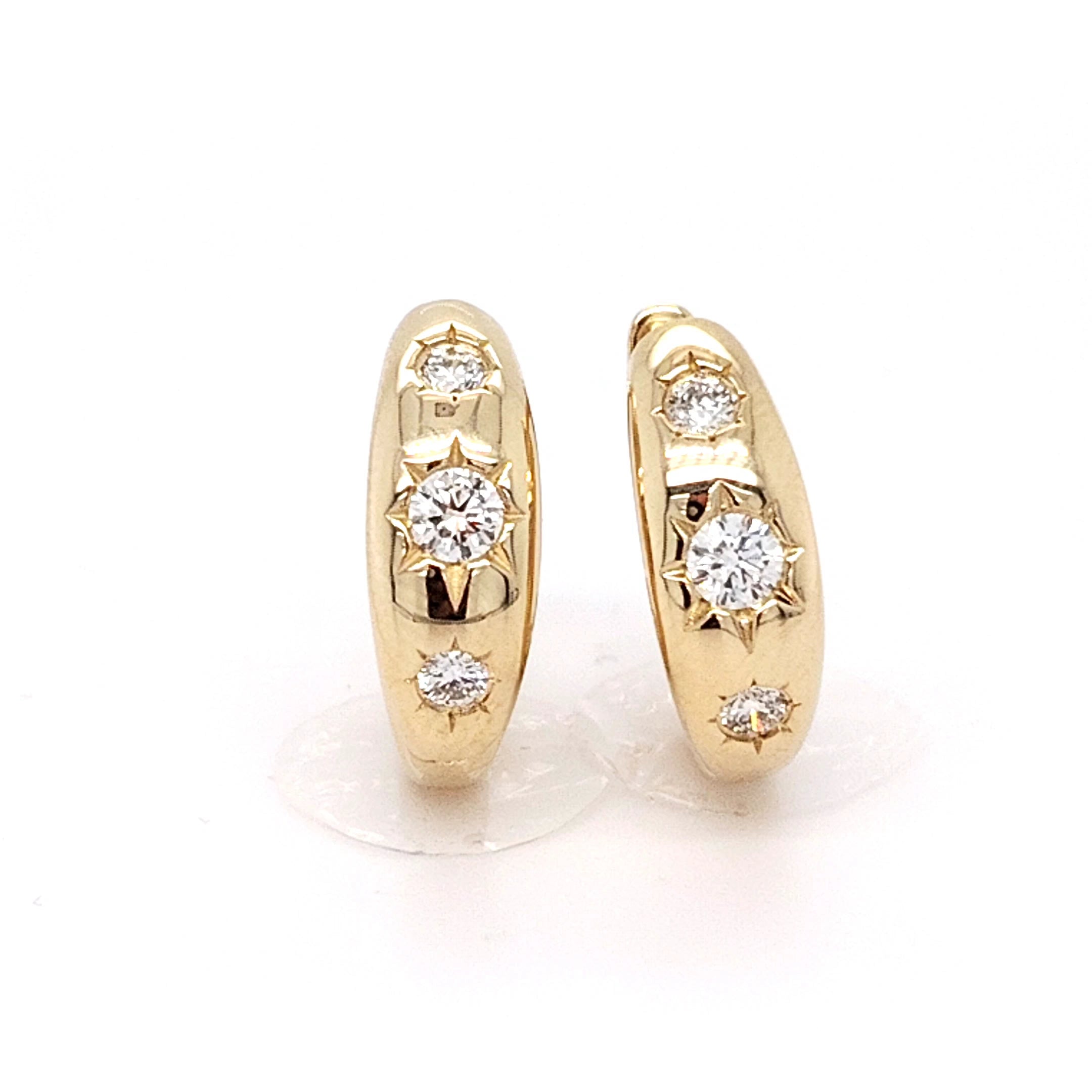 Star-Set Diamond Huggie Earrings