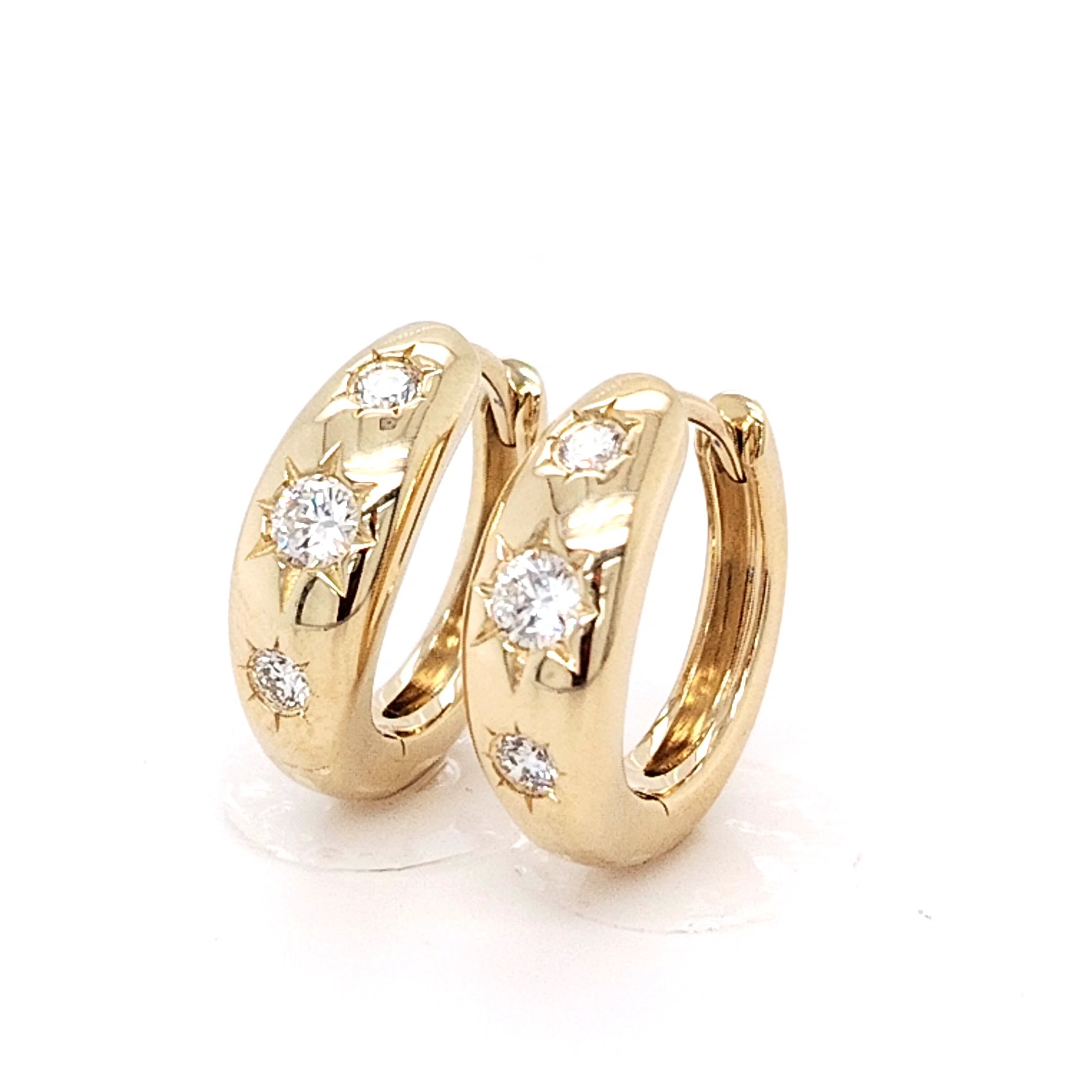 Star-Set Diamond Huggie Earrings