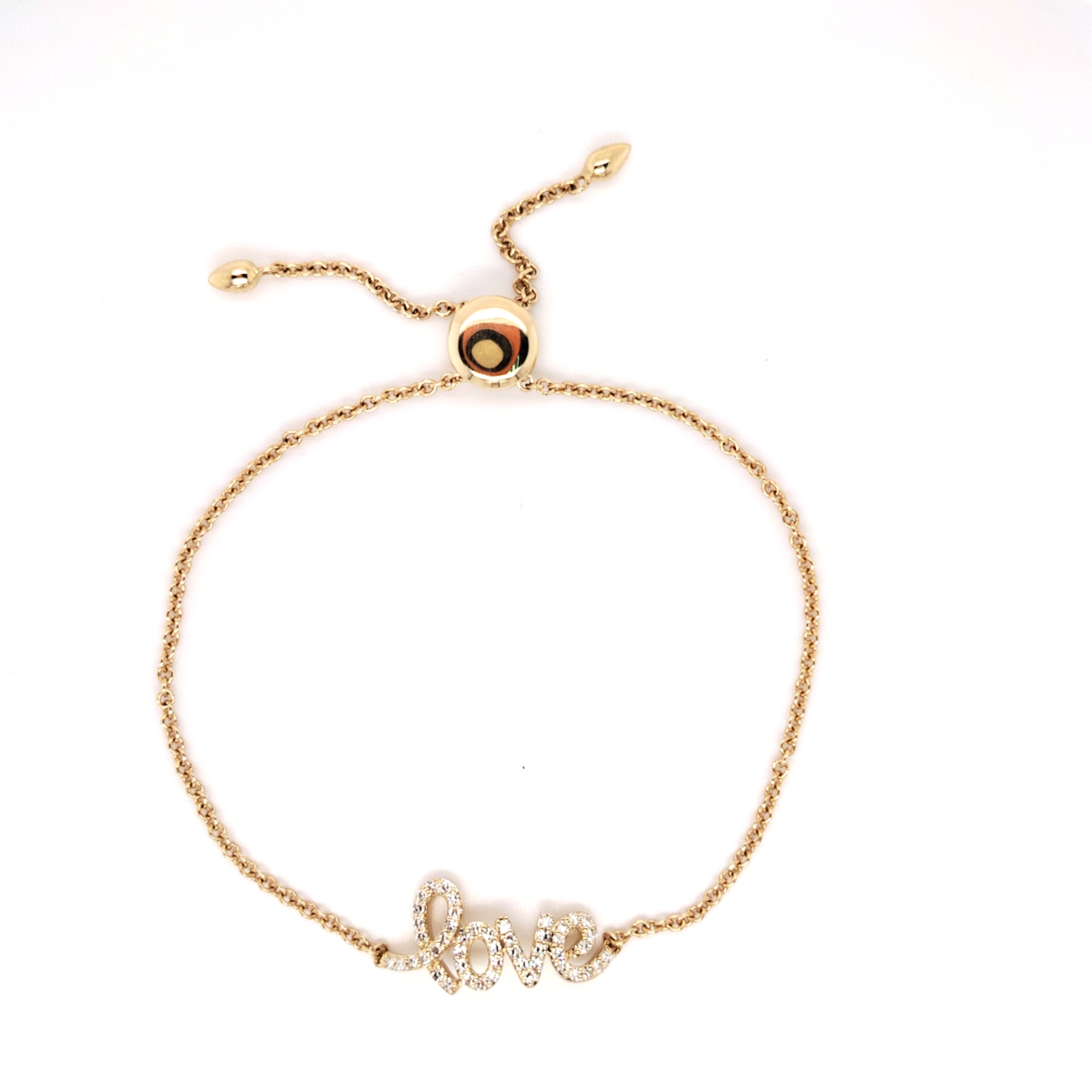 Pavé Diamond Love Bracelet - Adjustable