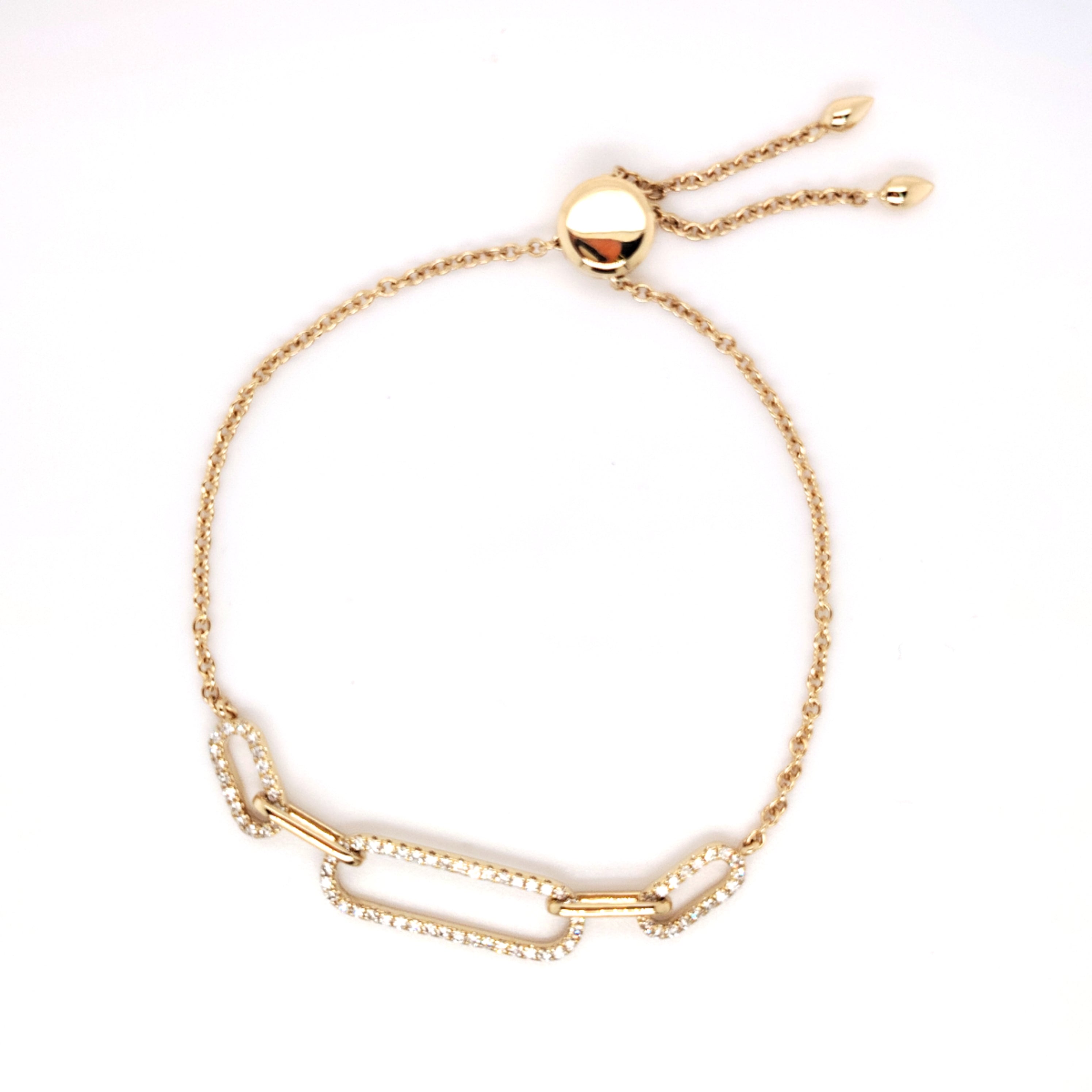 Pavé Diamond Paperclip Link Bracelet - Adjustable