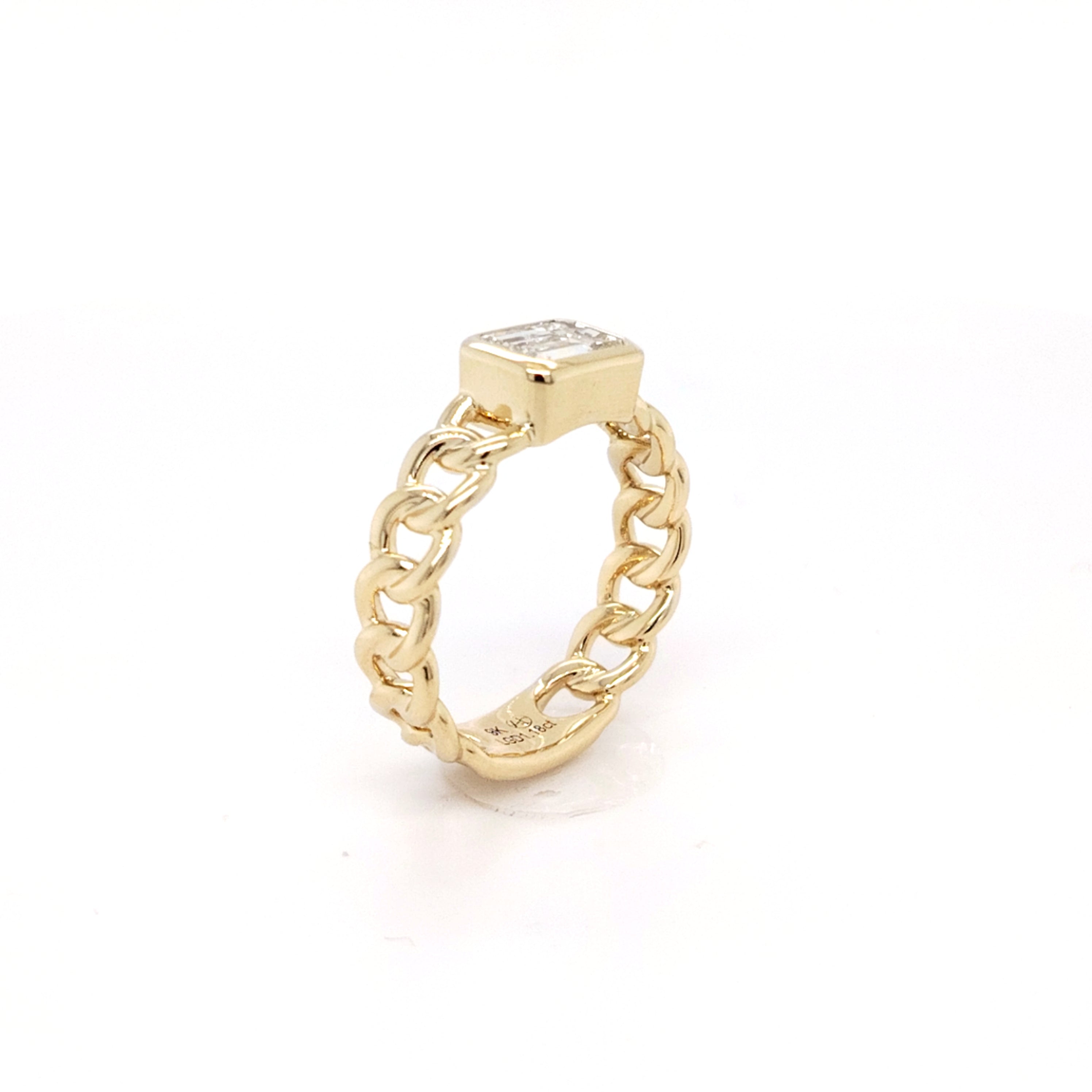Emerald-Cut Diamond Chain Ring