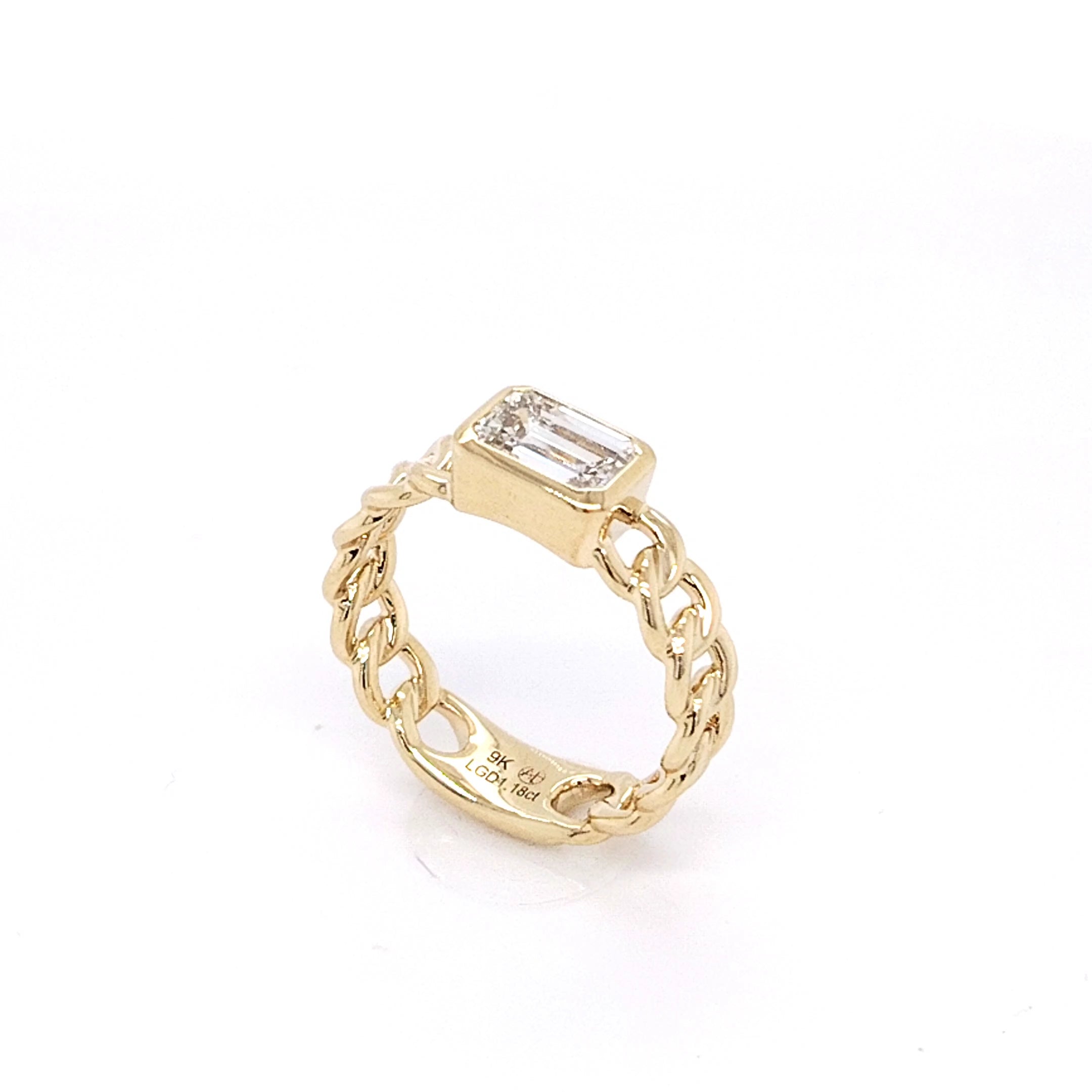 Emerald-Cut Diamond Chain Ring