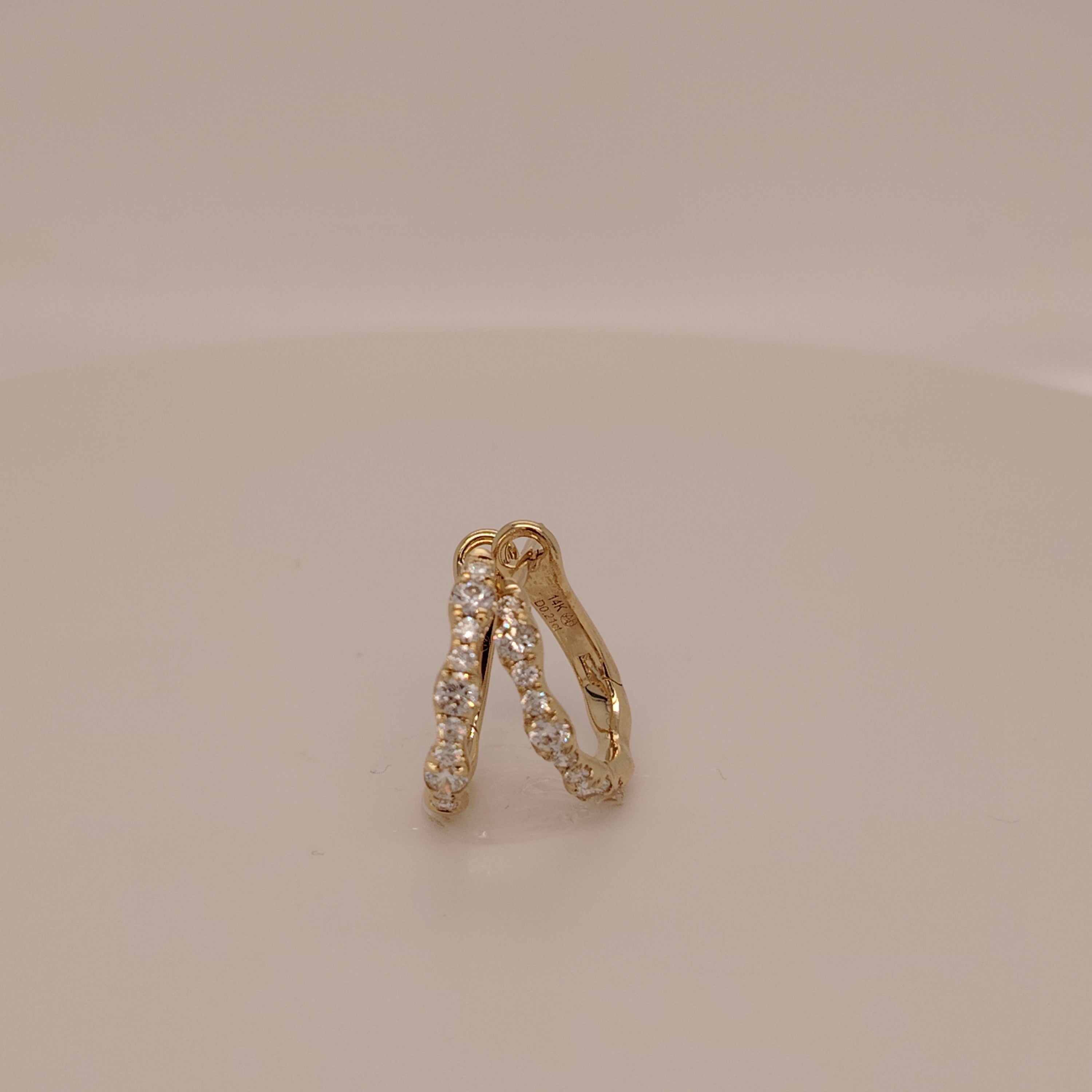 Wavy Diamond Huggie Hoops