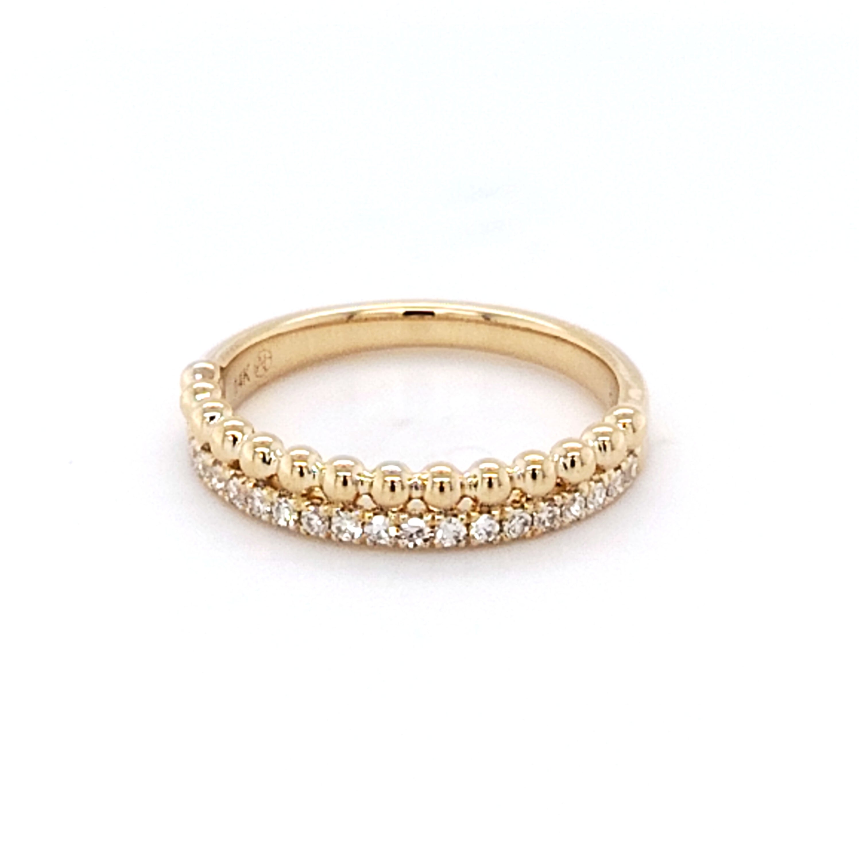 Beaded Diamond Double Row Ring
