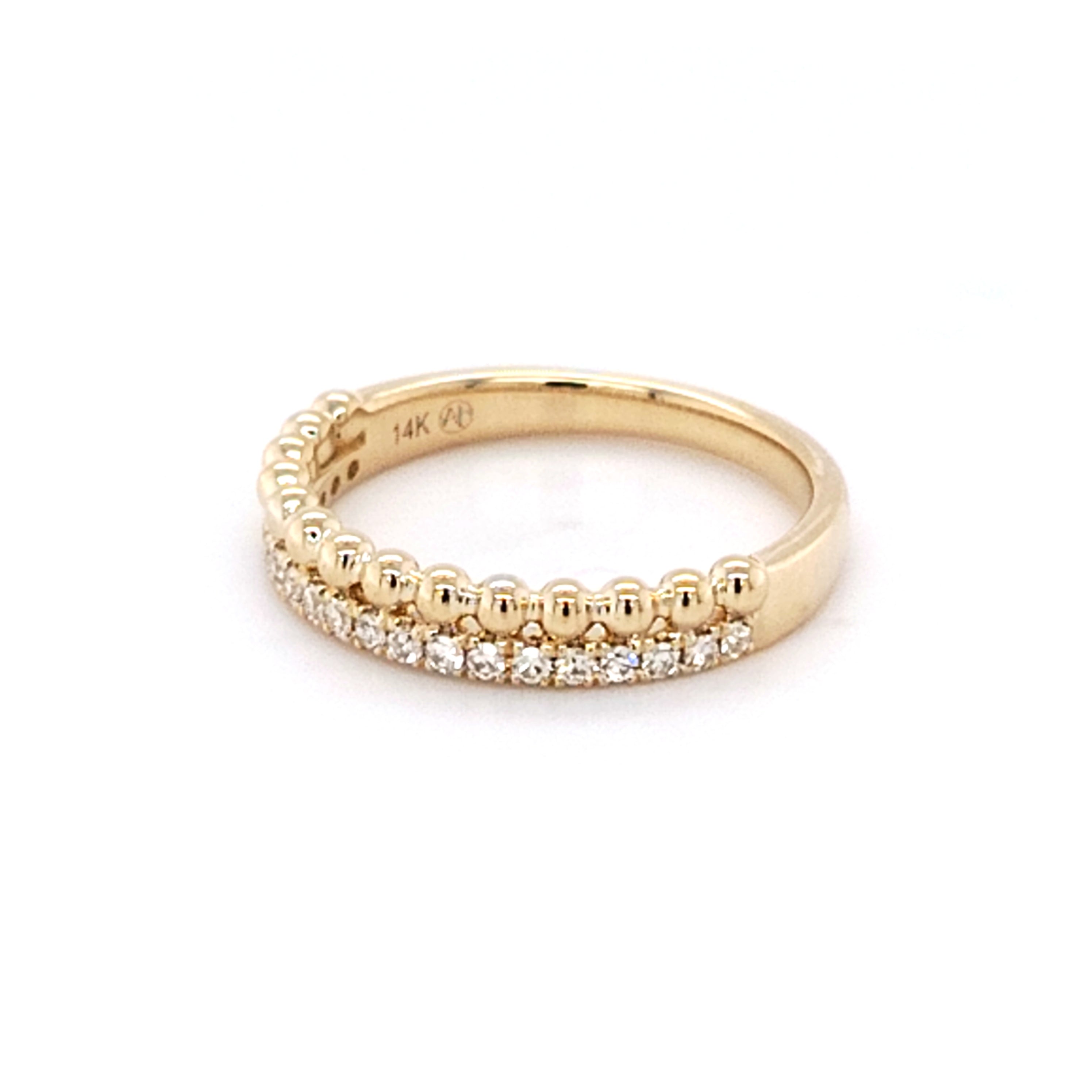 Beaded Diamond Double Row Ring