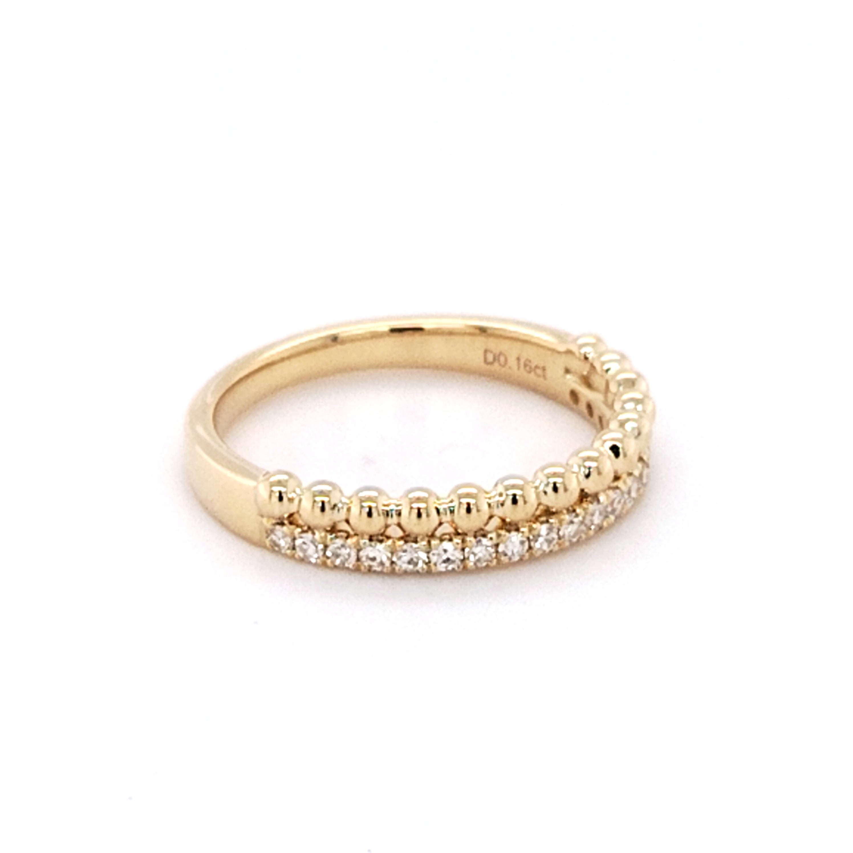 Beaded Diamond Double Row Ring