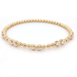 Gold Bead Stretch Bracelet with Diamond Accents