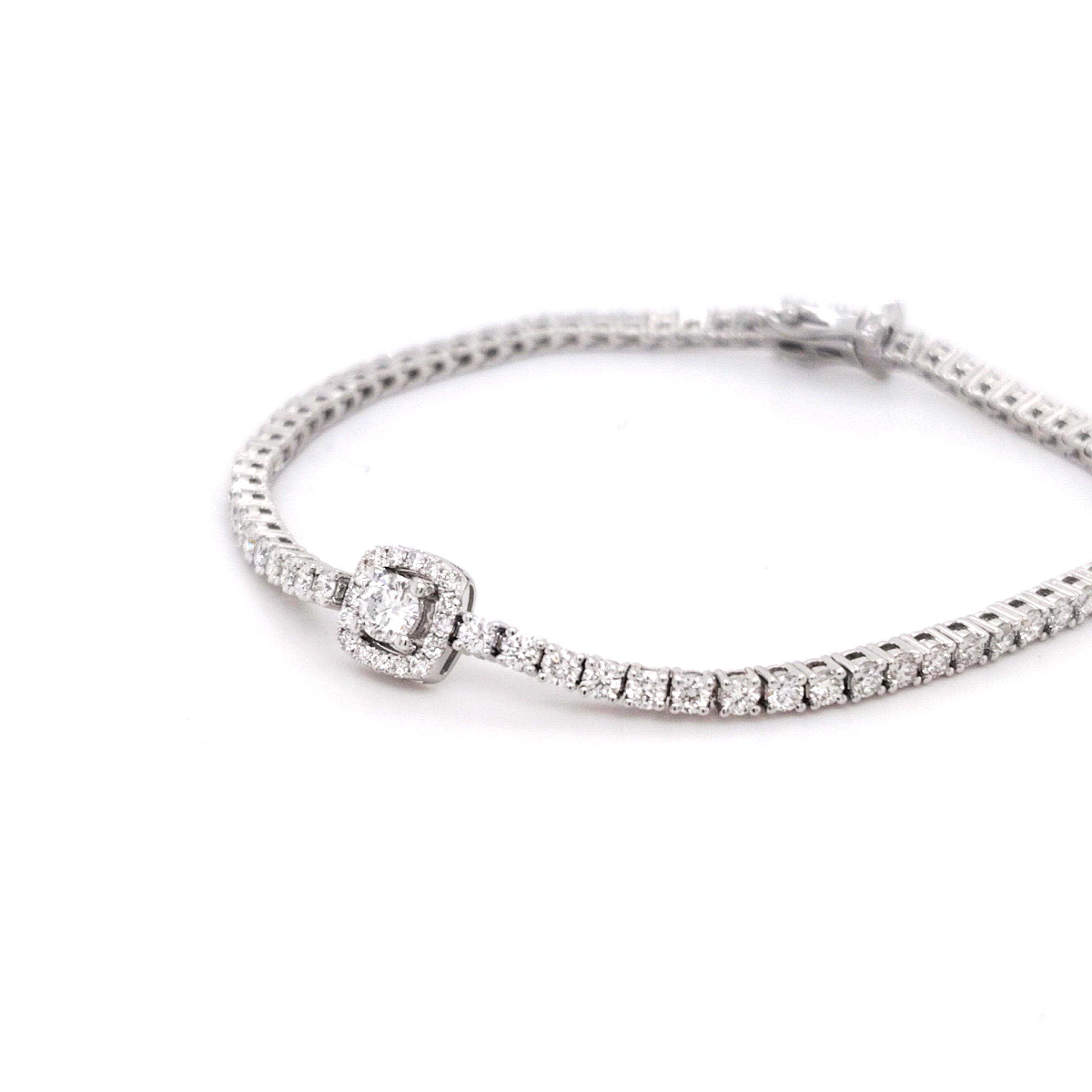 Solitaire Halo Tennis Bracelet