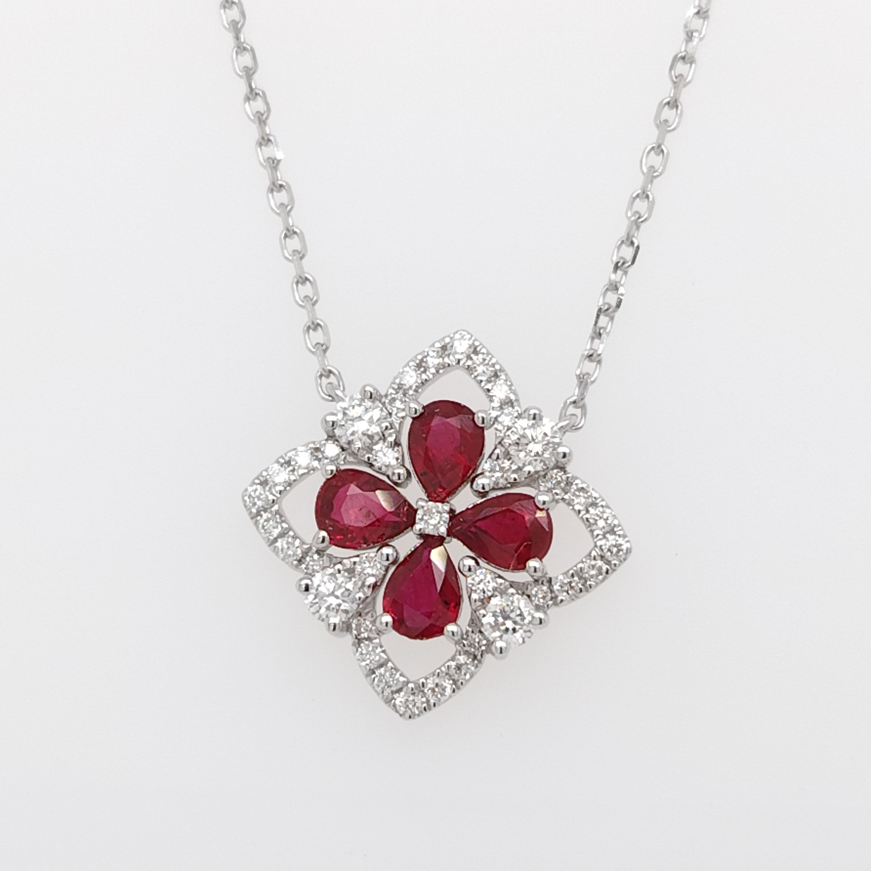 Ruby Quatrefoil Diamond Pendant
