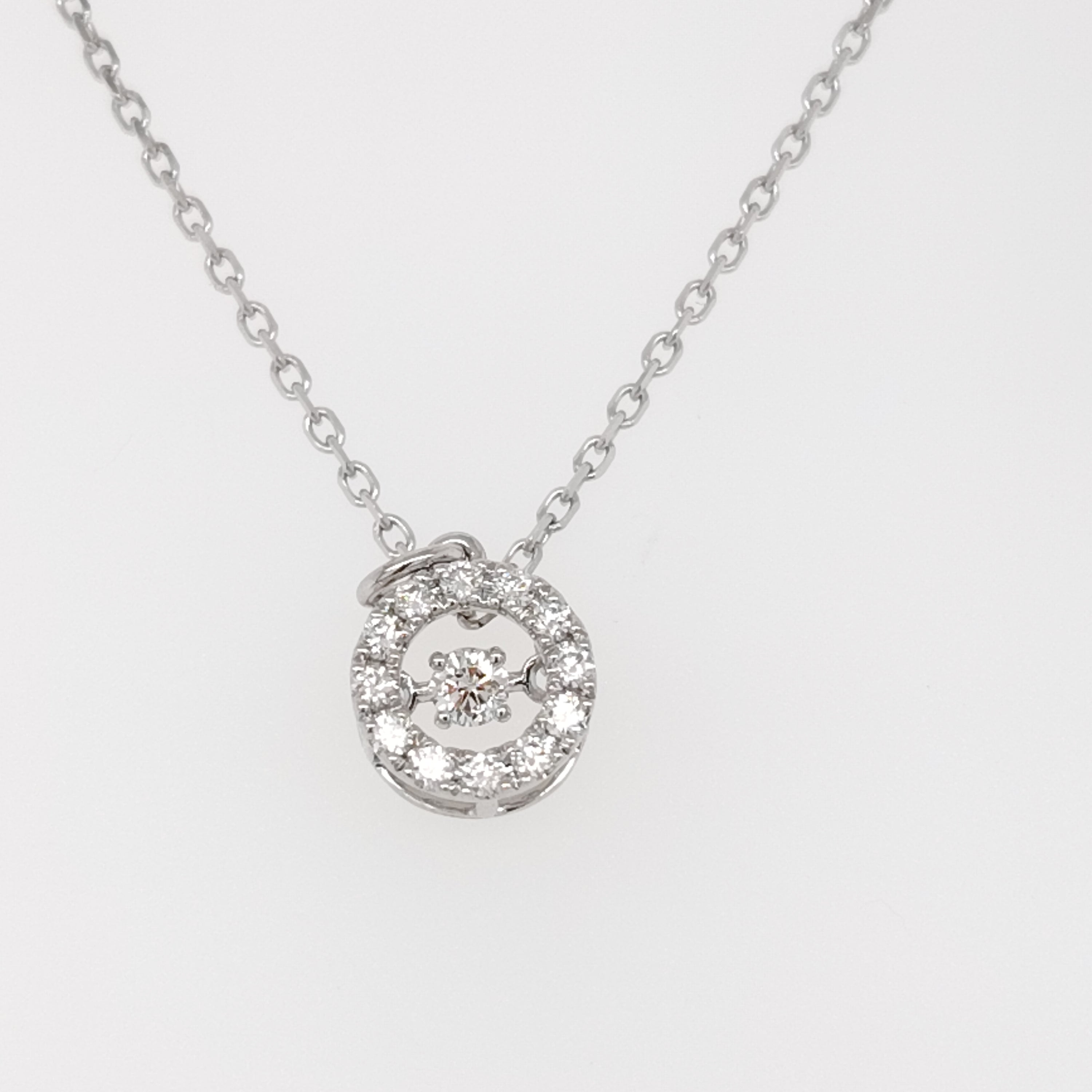 Dancing Diamond Halo Pendant