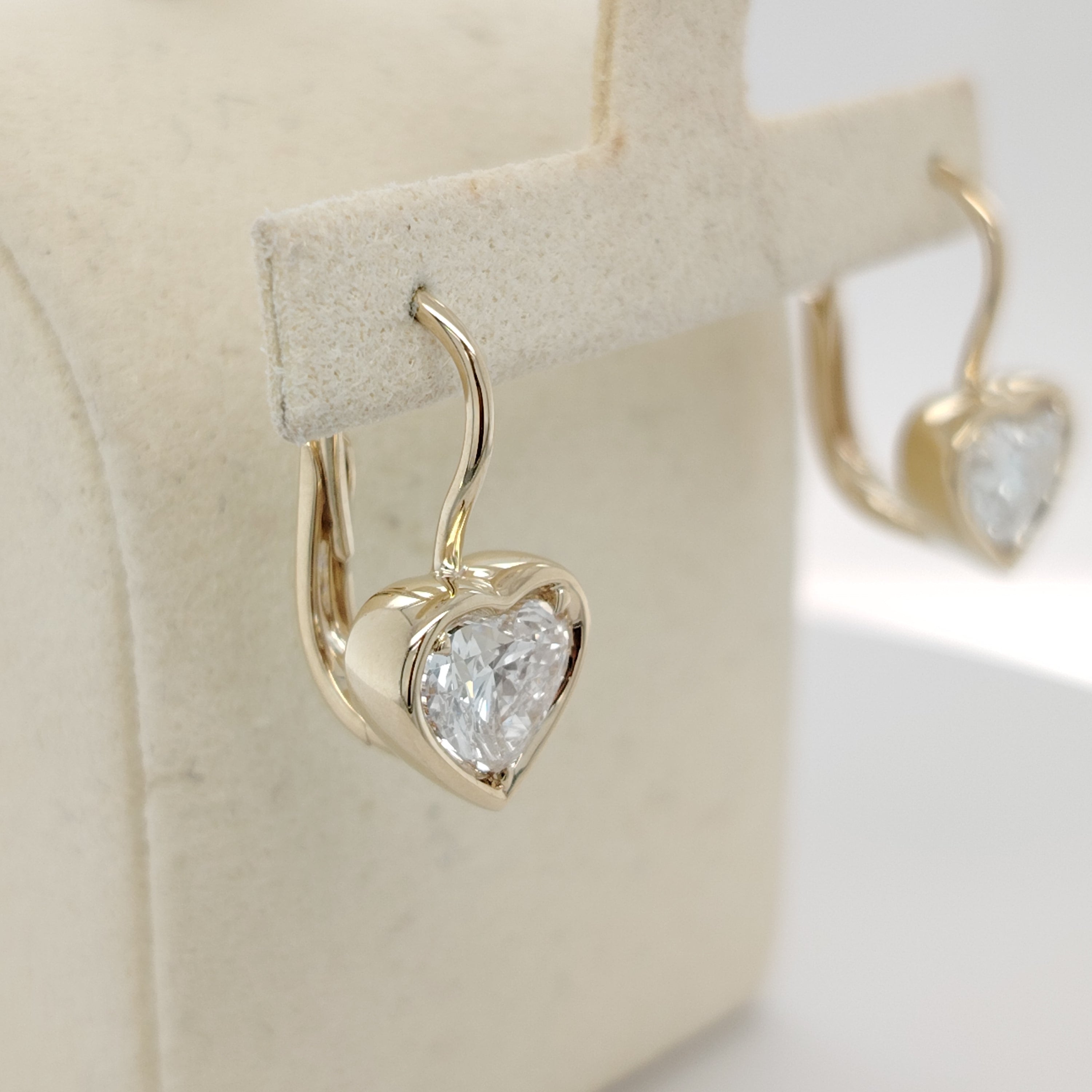 Luxe Heart Bezel Diamond Earrings