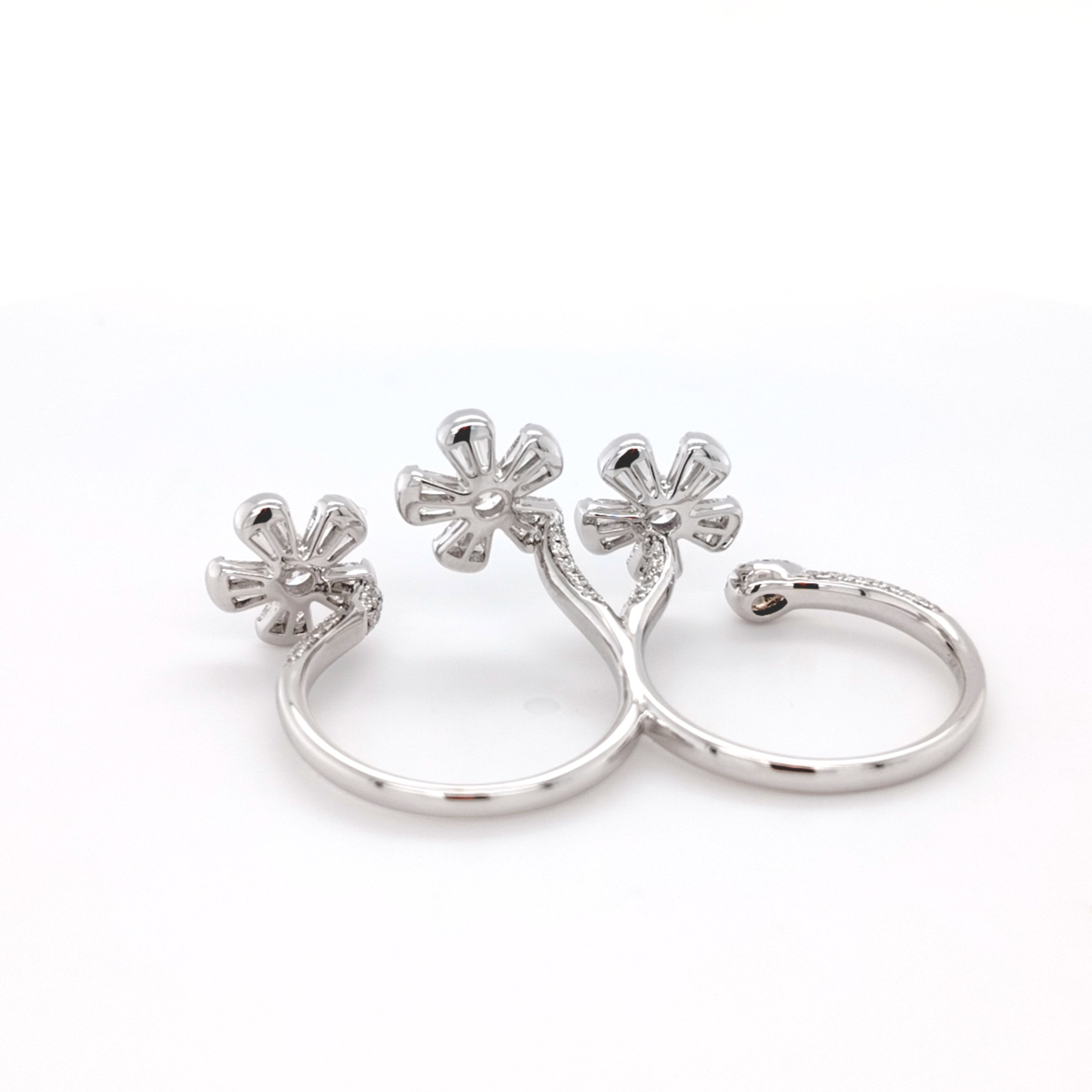 Triple-Flower Diamond Ring