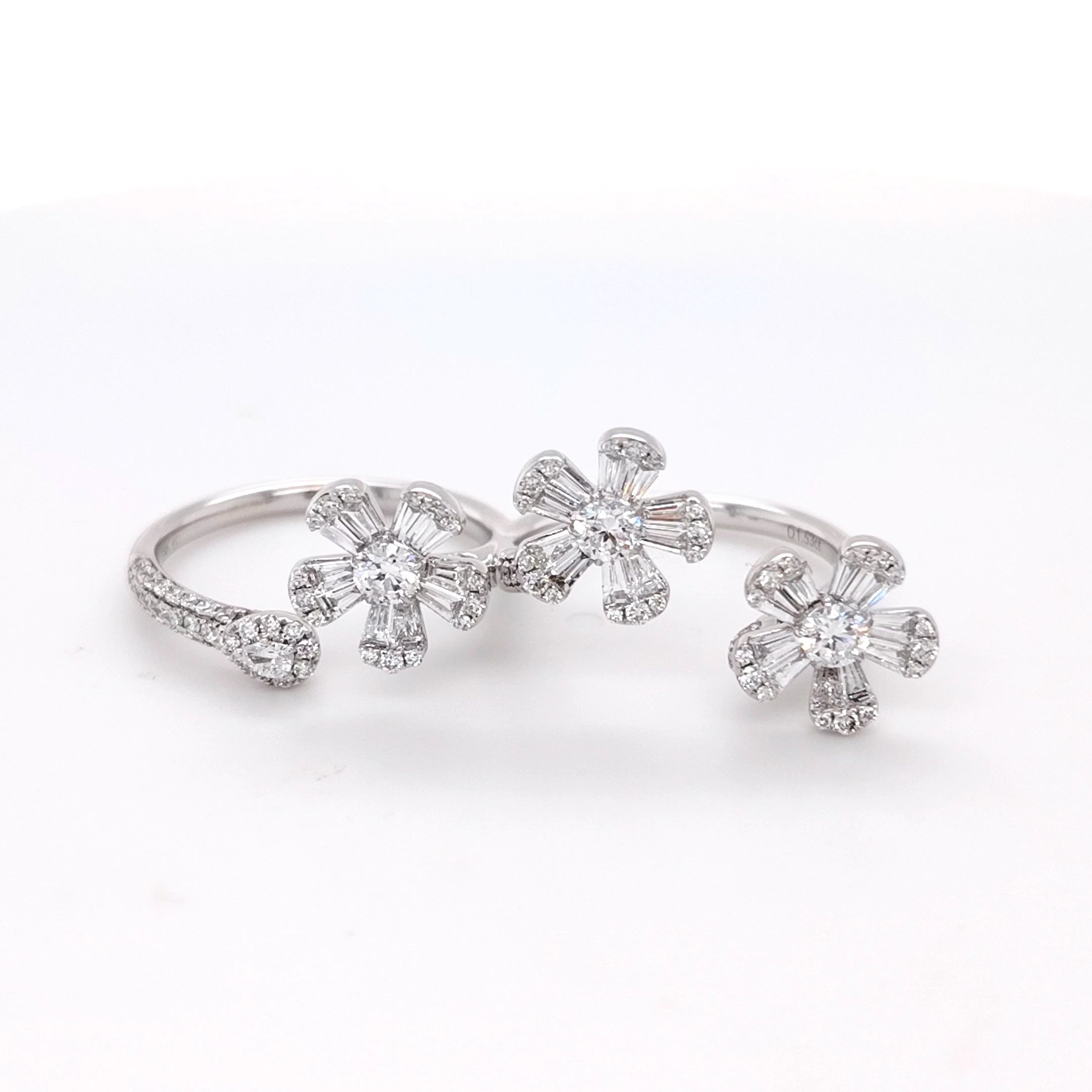 Triple-Flower Diamond Ring