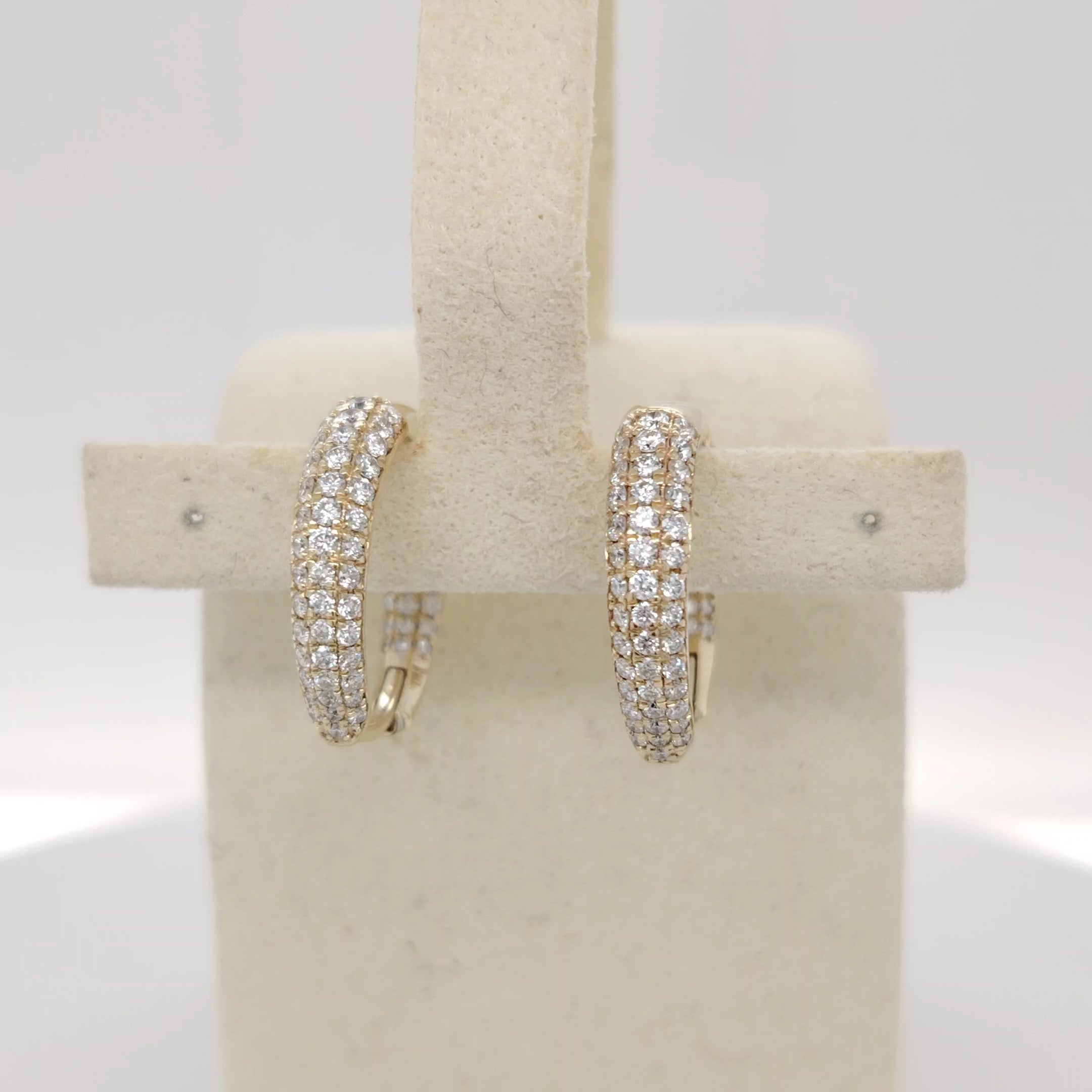 Triple Row Pavé Hoop Earrings