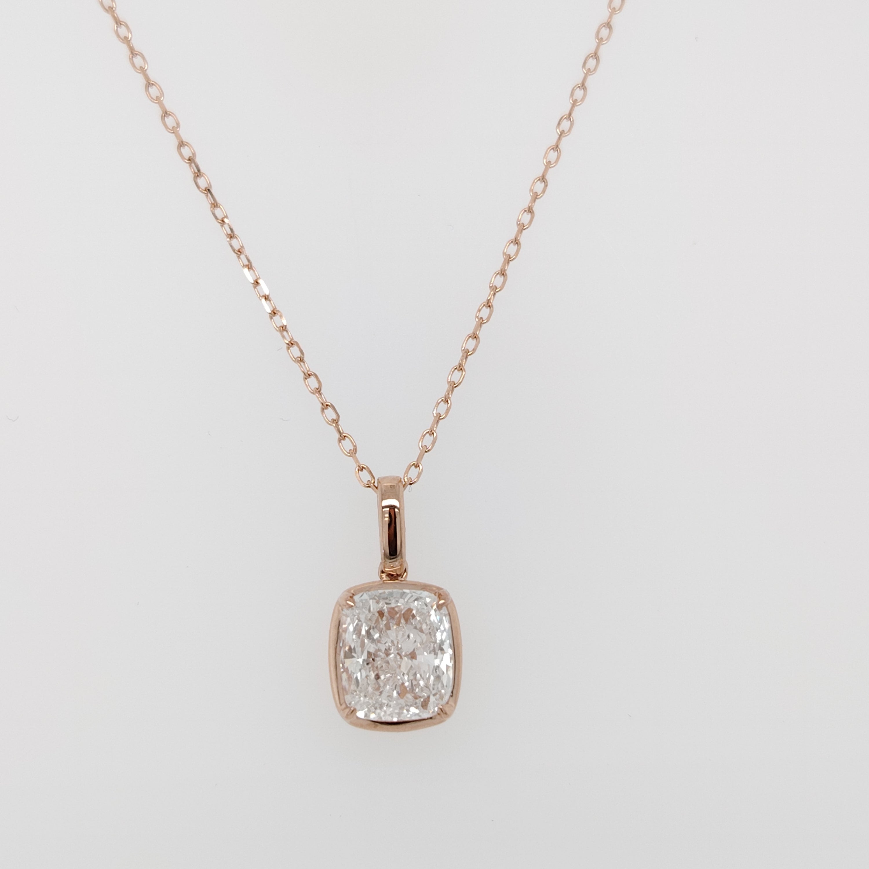Bezel Cushion Diamond Pendant