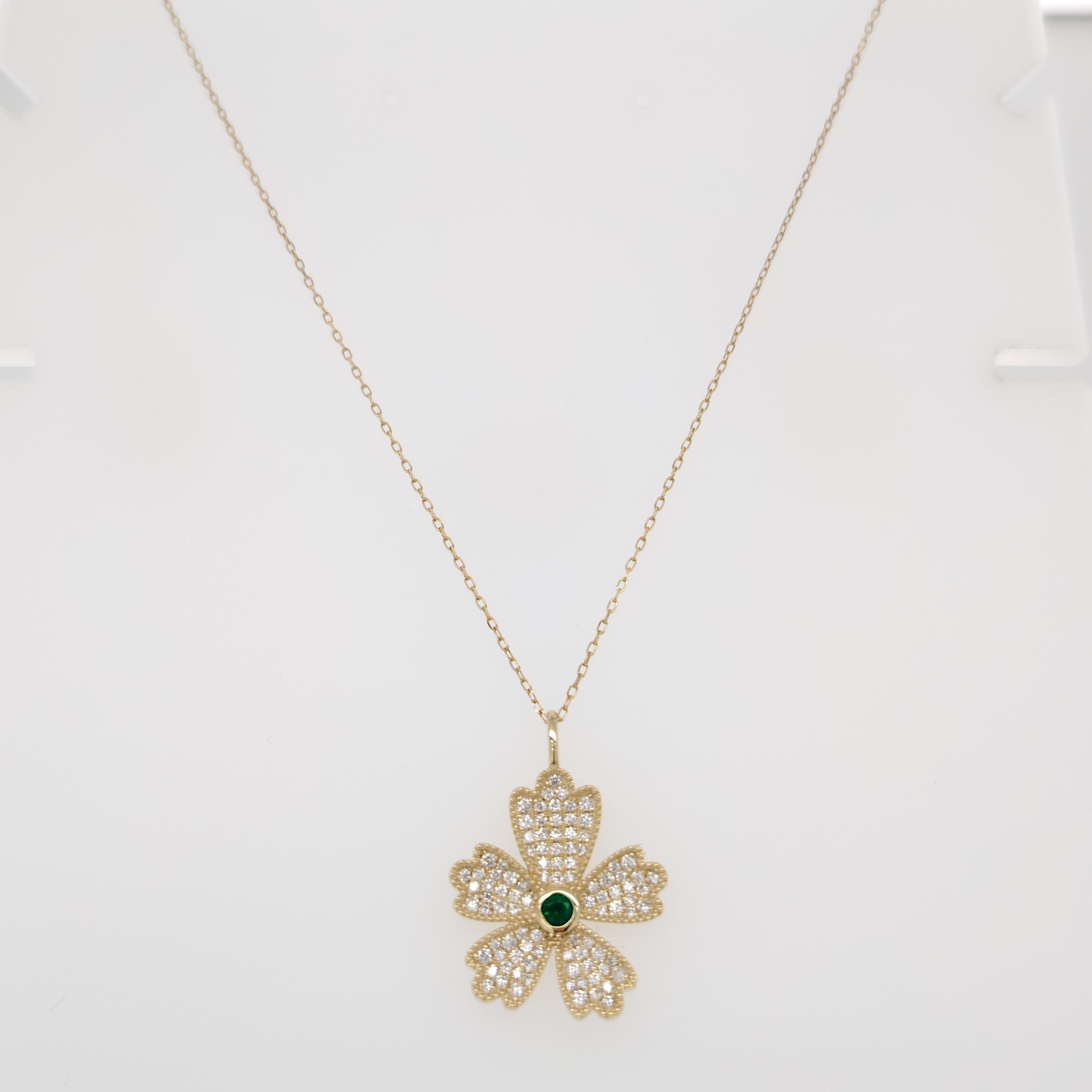 Emerald Bloom Diamond Pendant