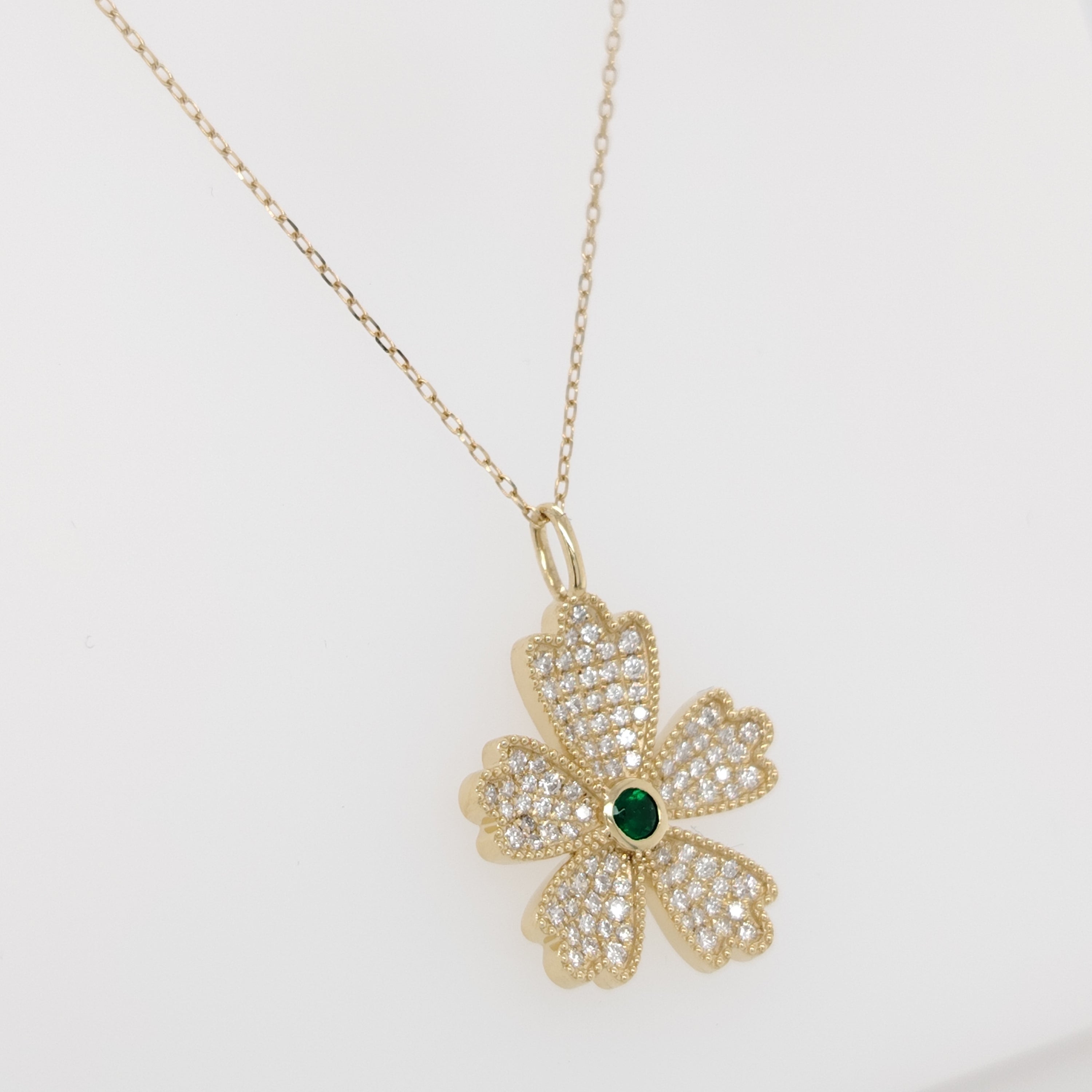 Emerald Bloom Diamond Pendant