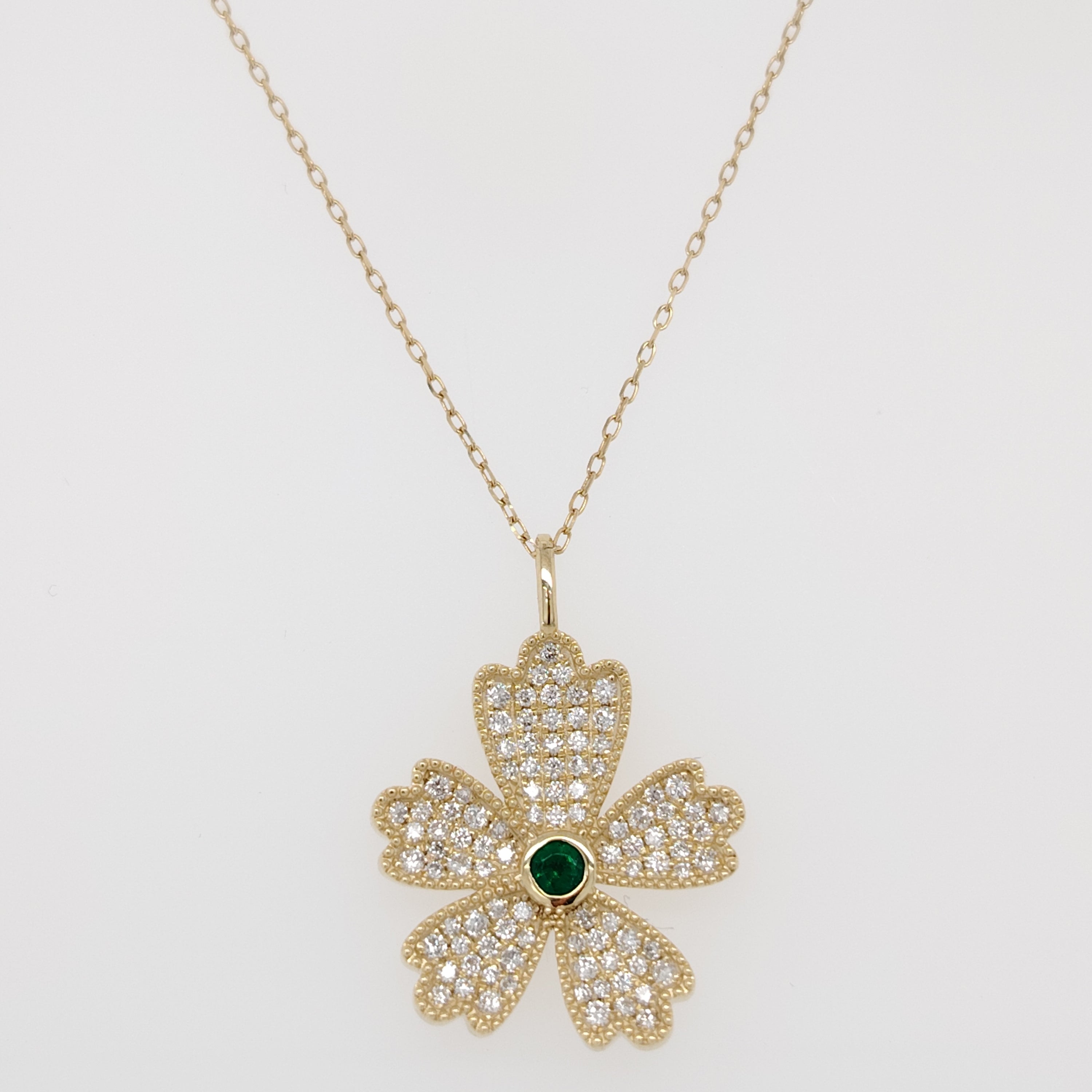 Emerald Bloom Diamond Pendant