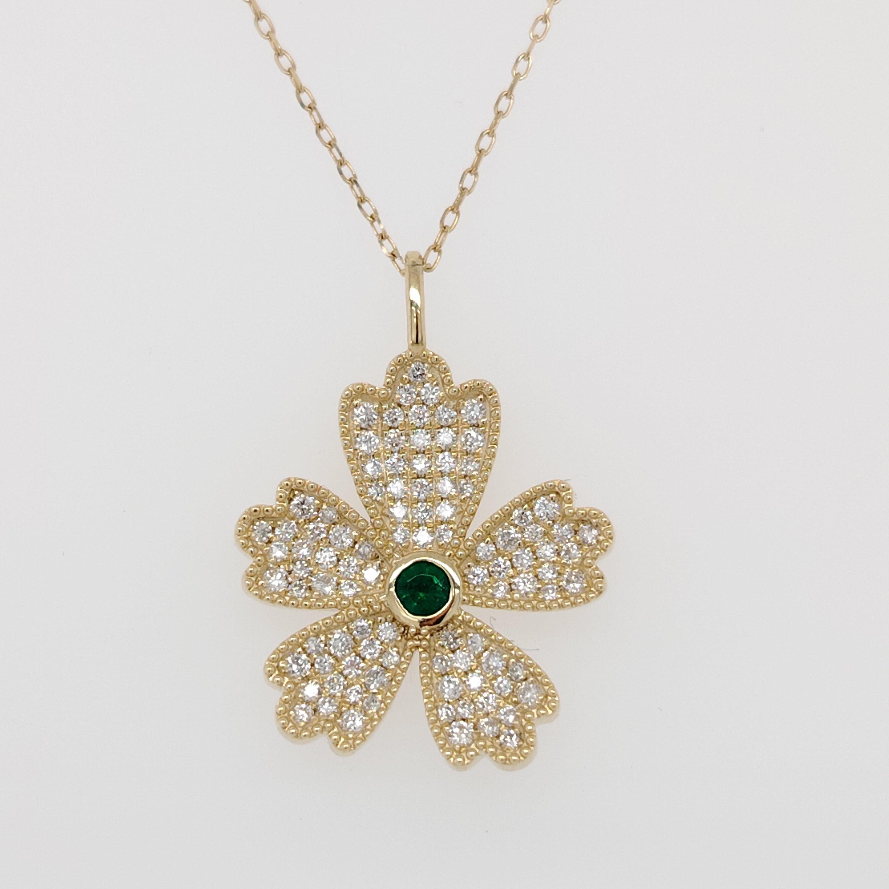 Emerald Bloom Diamond Pendant