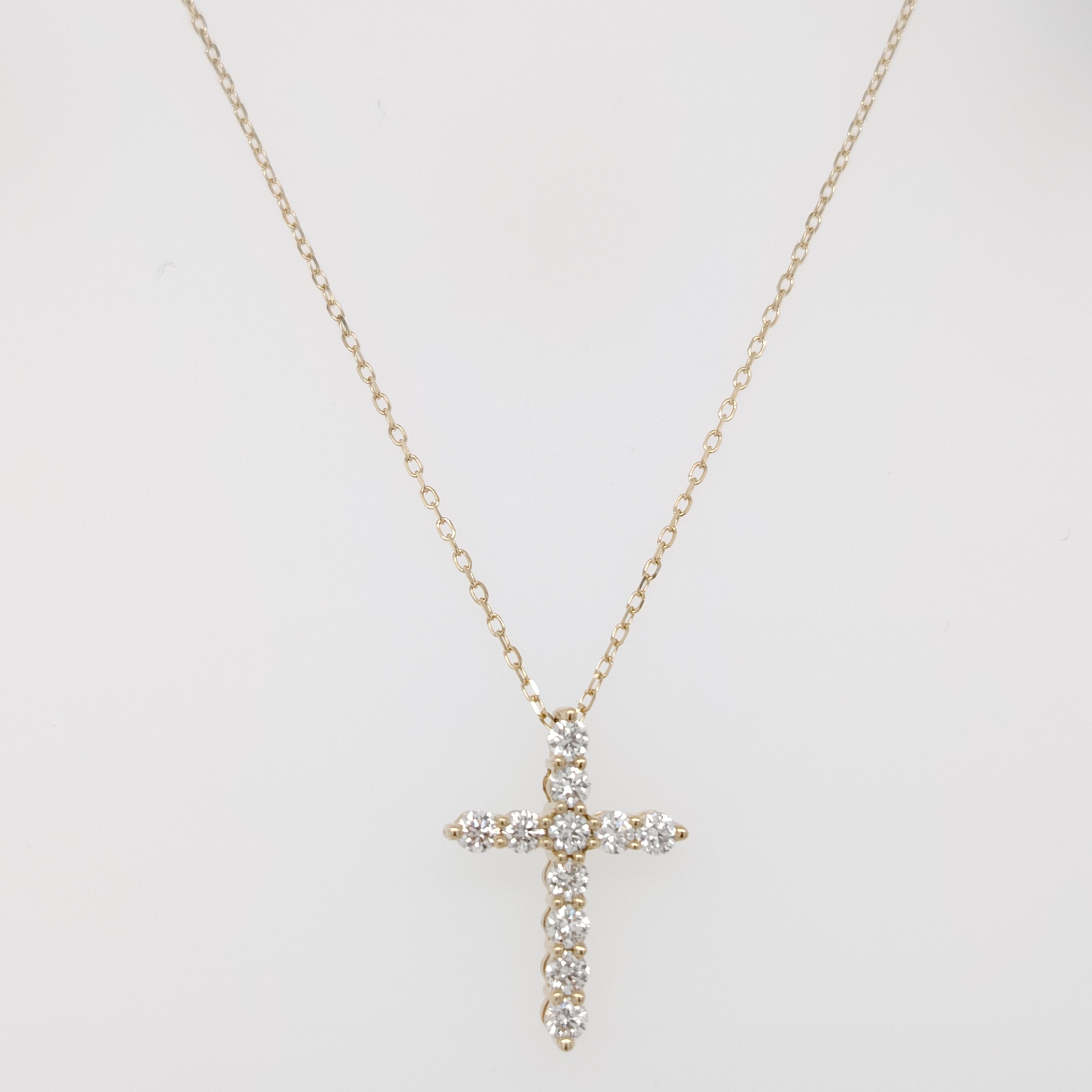 Prong-Set Diamond Cross Pendant