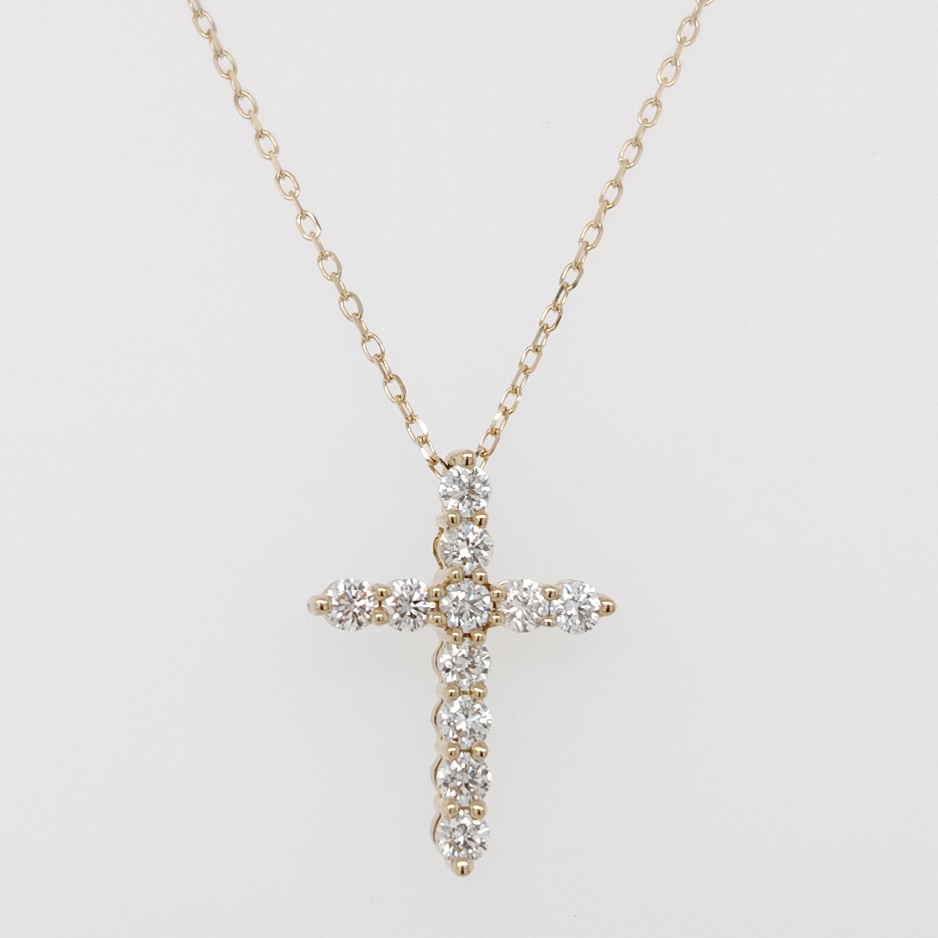 Prong-Set Diamond Cross Pendant